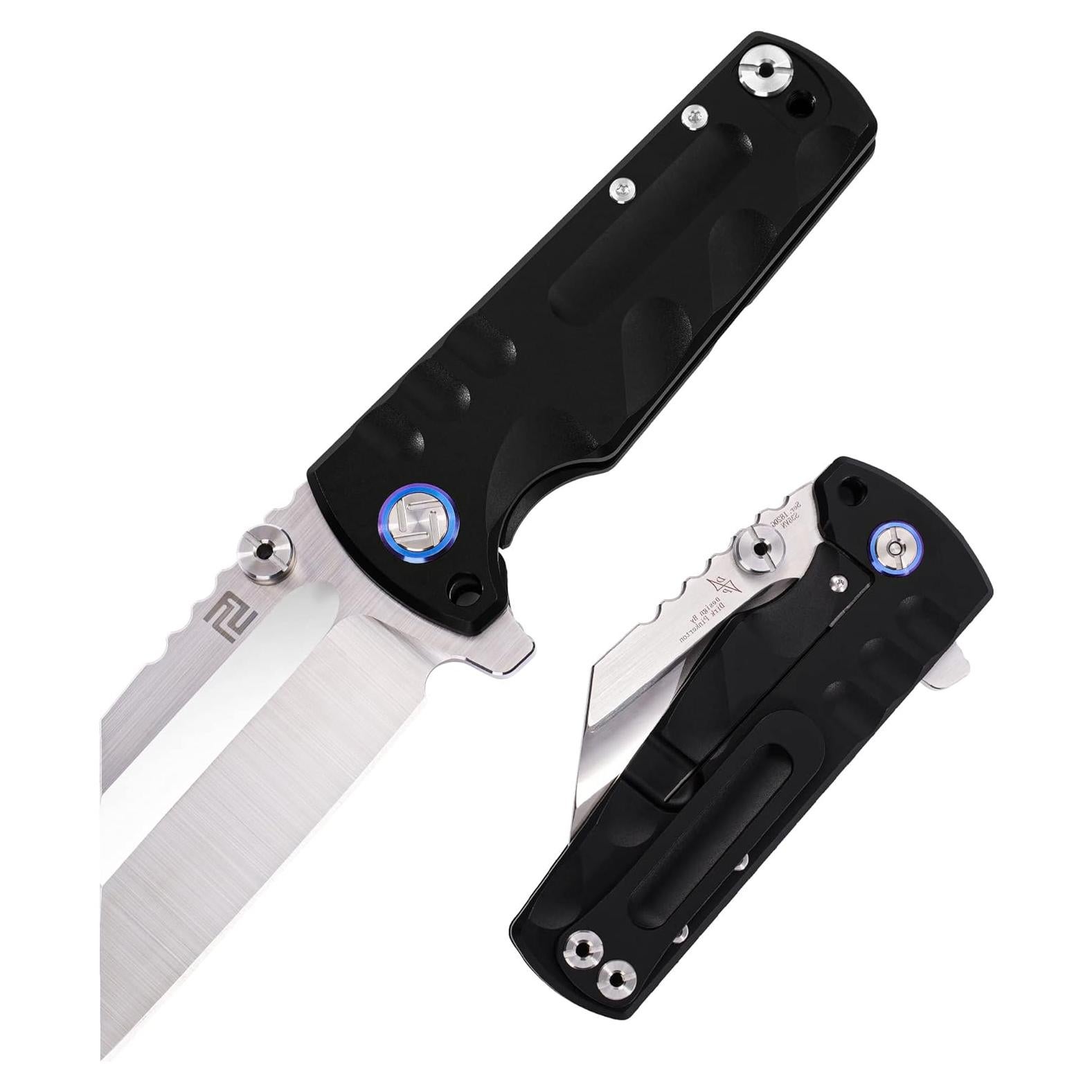 ARTISANCUTLERY Tactical Knife Proponent Folding Knife S35VN Steel Blade with Aviation Grade Titanium Alloy Handle Fixed Blade EDC Knife for Hunting,Camping and Outdoor 1820G Black