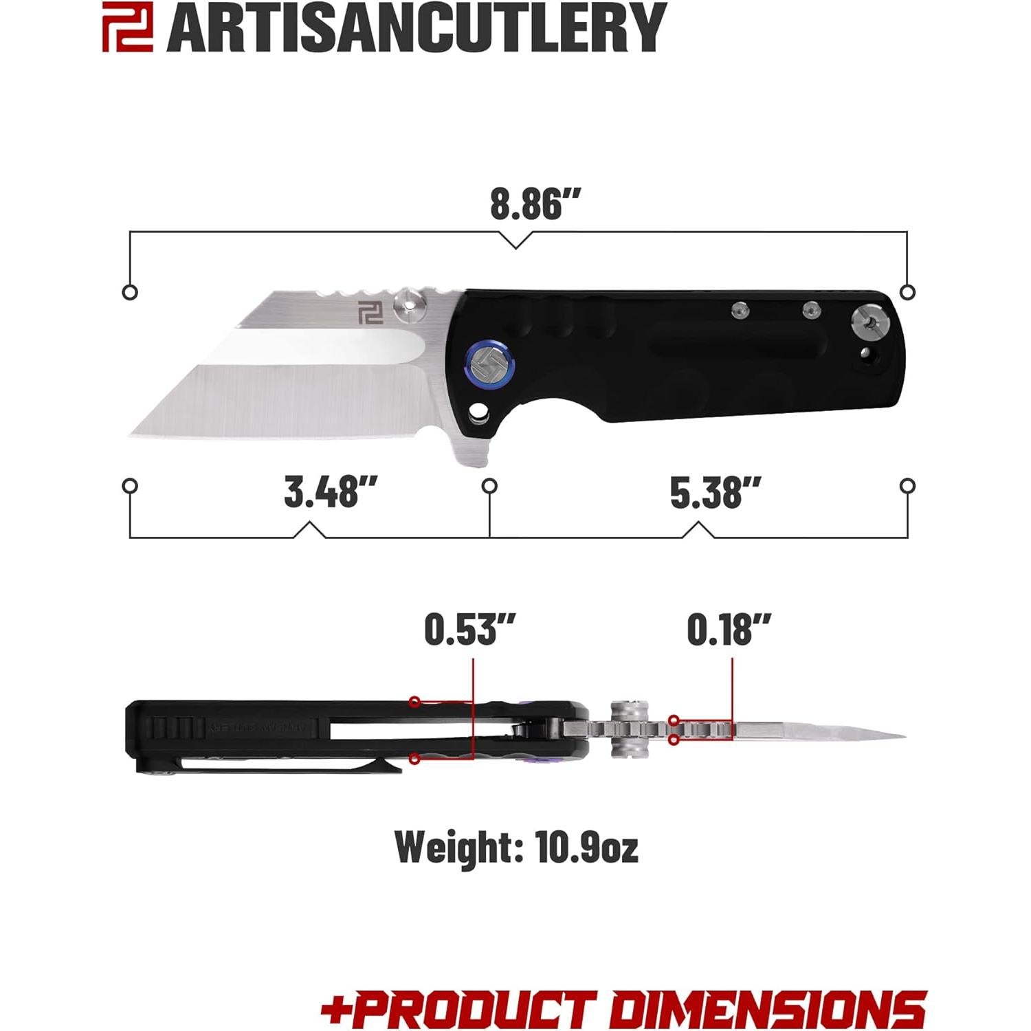 ARTISANCUTLERY Tactical Knife Proponent Folding Knife S35VN Steel Blade with Aviation Grade Titanium Alloy Handle Fixed Blade EDC Knife for Hunting,Camping and Outdoor 1820G Black