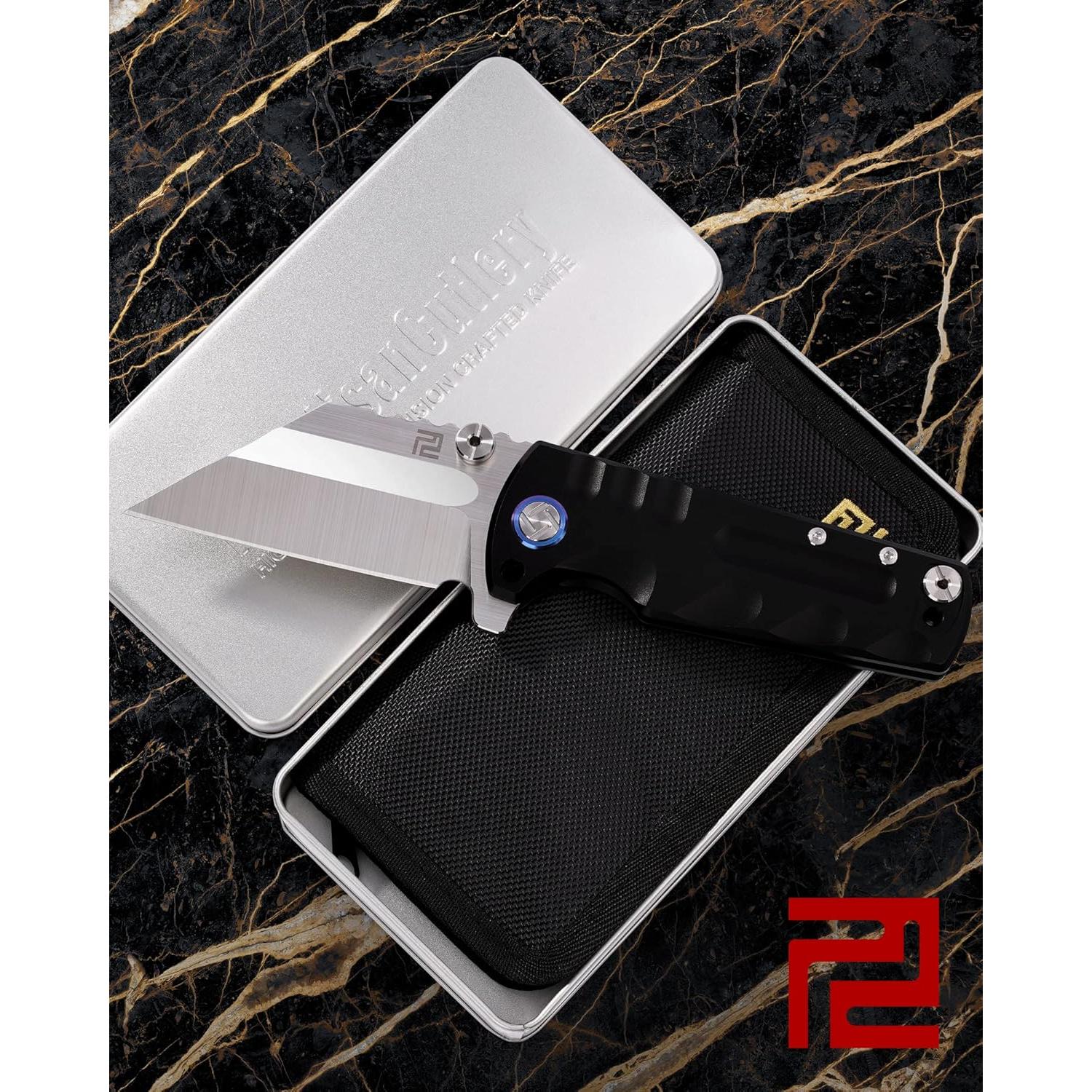 ARTISANCUTLERY Tactical Knife Proponent Folding Knife S35VN Steel Blade with Aviation Grade Titanium Alloy Handle Fixed Blade EDC Knife for Hunting,Camping and Outdoor 1820G Black