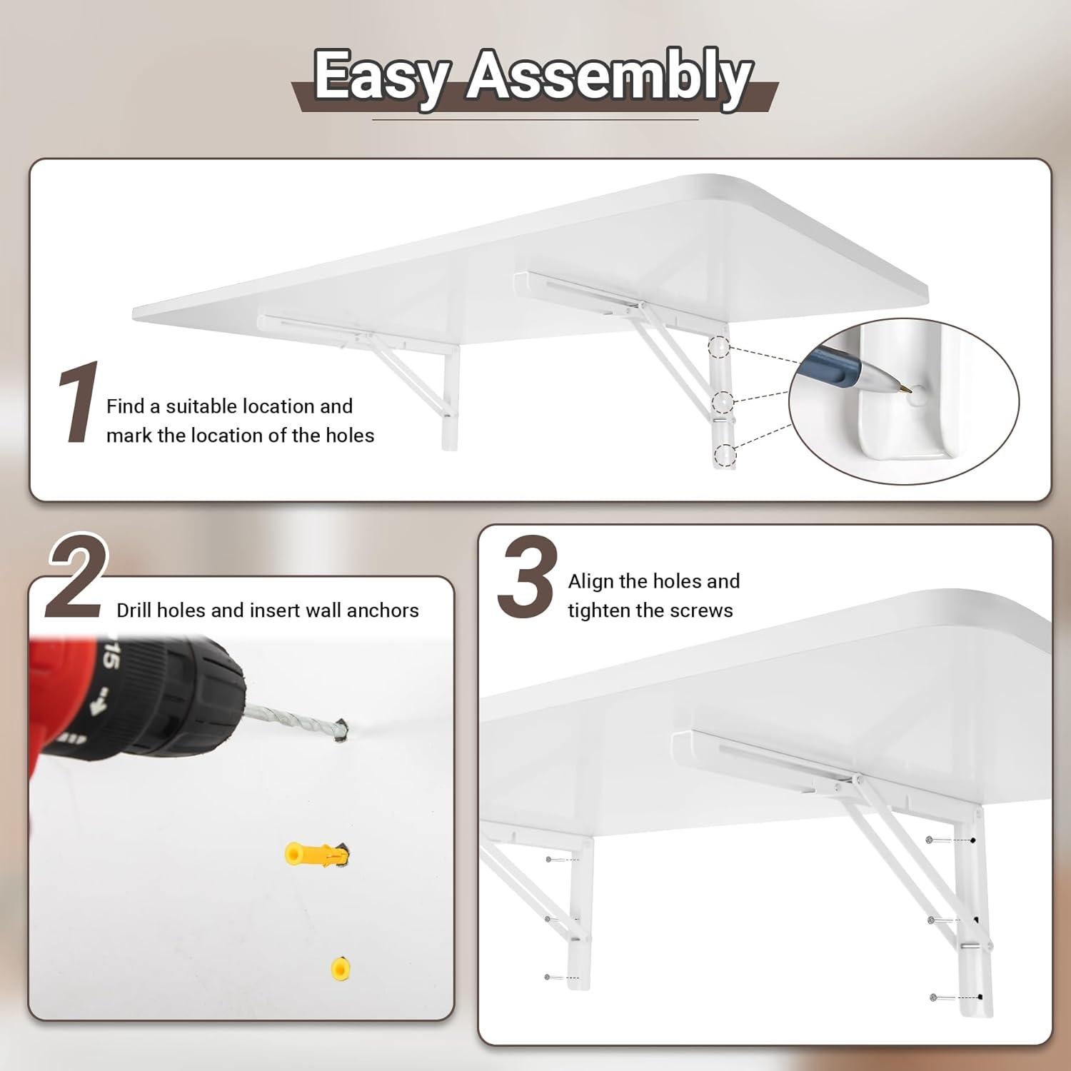 Mesa Plegable Montada en la Pared Neoaider 120x50 cm Blanca