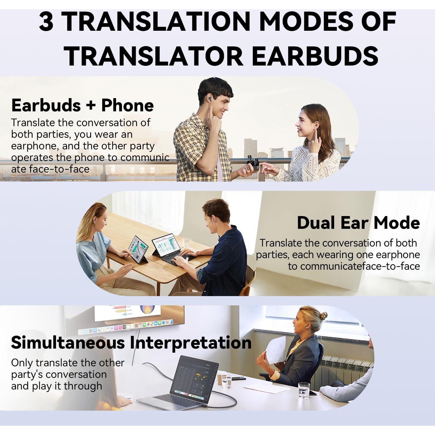 Auriculares de Traducción AI Bluetooth 144 Idiomas Negro-Y16