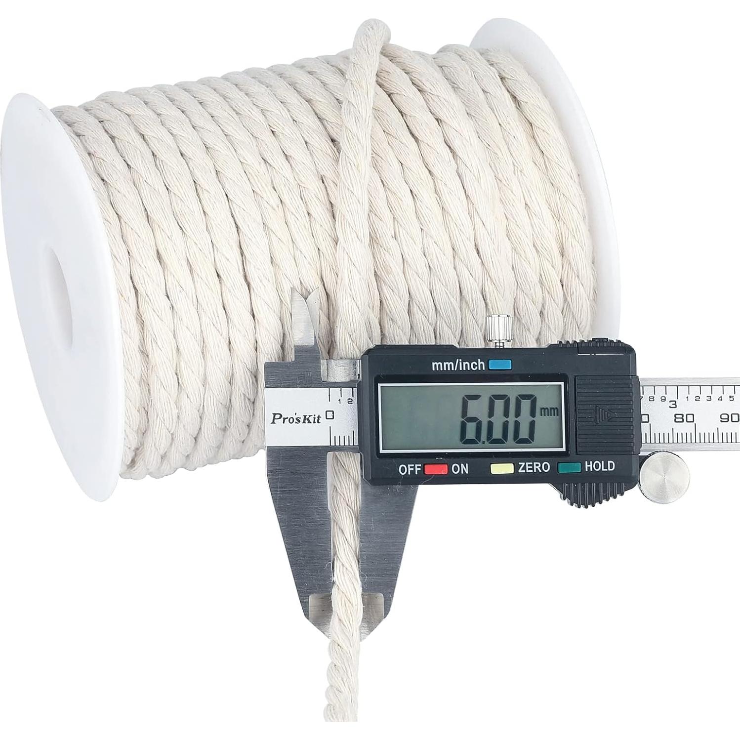 Cuerda de Algodón 6mm x 30m jijAcraft Blanca para Manualidades