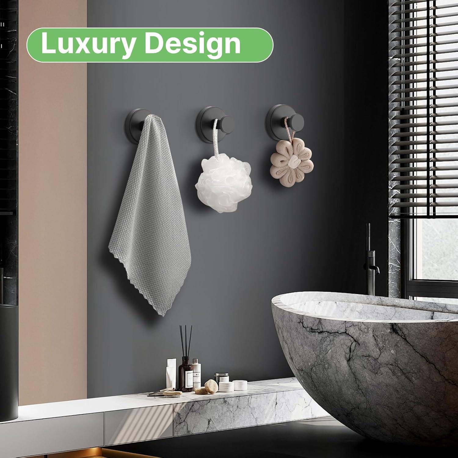 Ganchos de Ventosa Fasbeu Negros 2 Pcs Acero Inoxidable