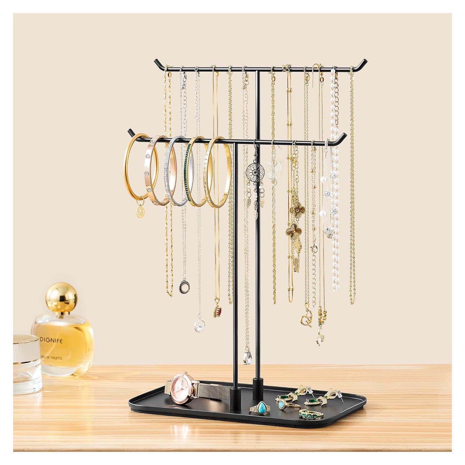 Organizador de Joyería Bussdis Negro Mate 31.75 cm Soporte T