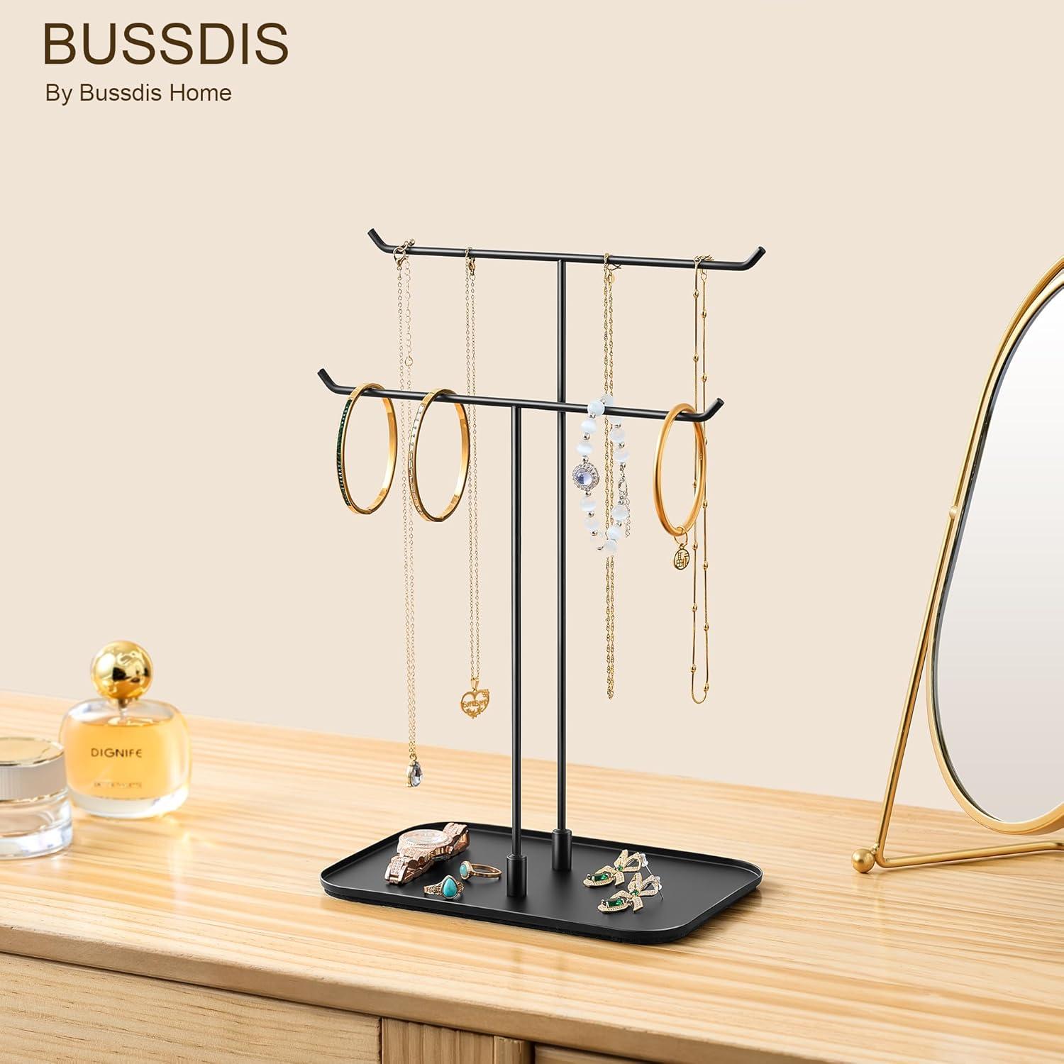 Organizador de Joyería Bussdis Negro Mate 31.75 cm Soporte T