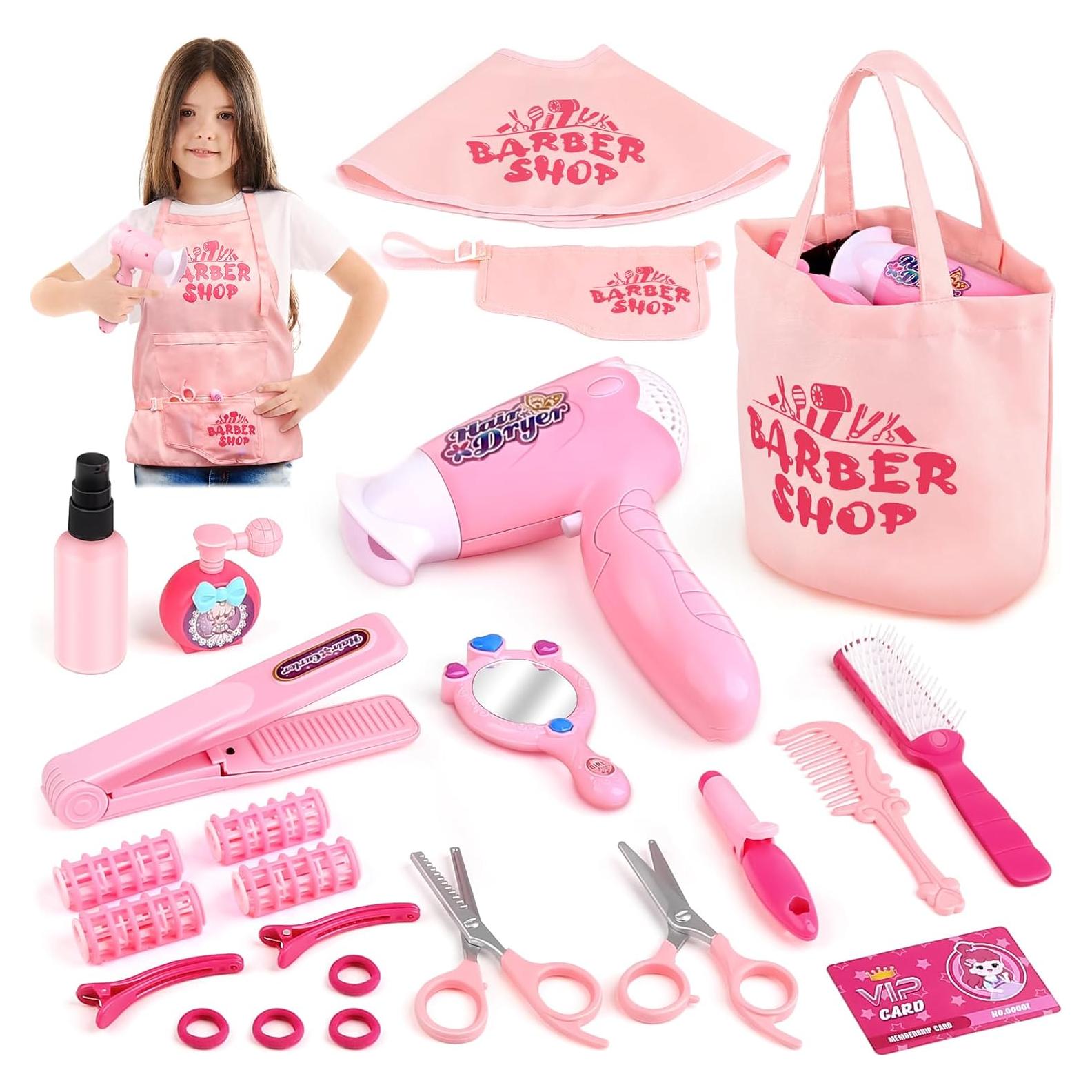 Set de Juguetes de Salón de Belleza Sanlebi 25 Piezas Rosa