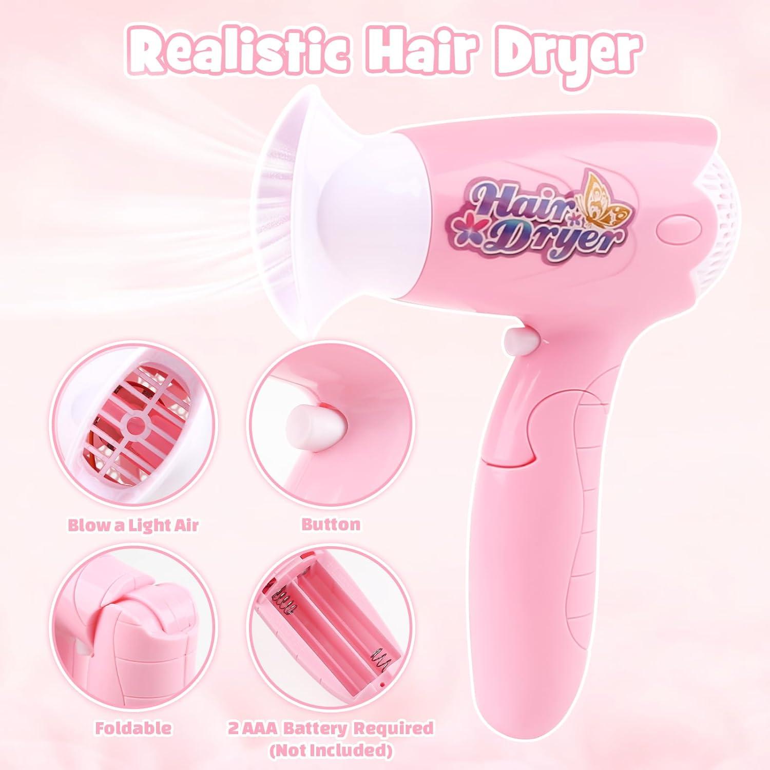 Set de Juguetes de Salón de Belleza Sanlebi 25 Piezas Rosa