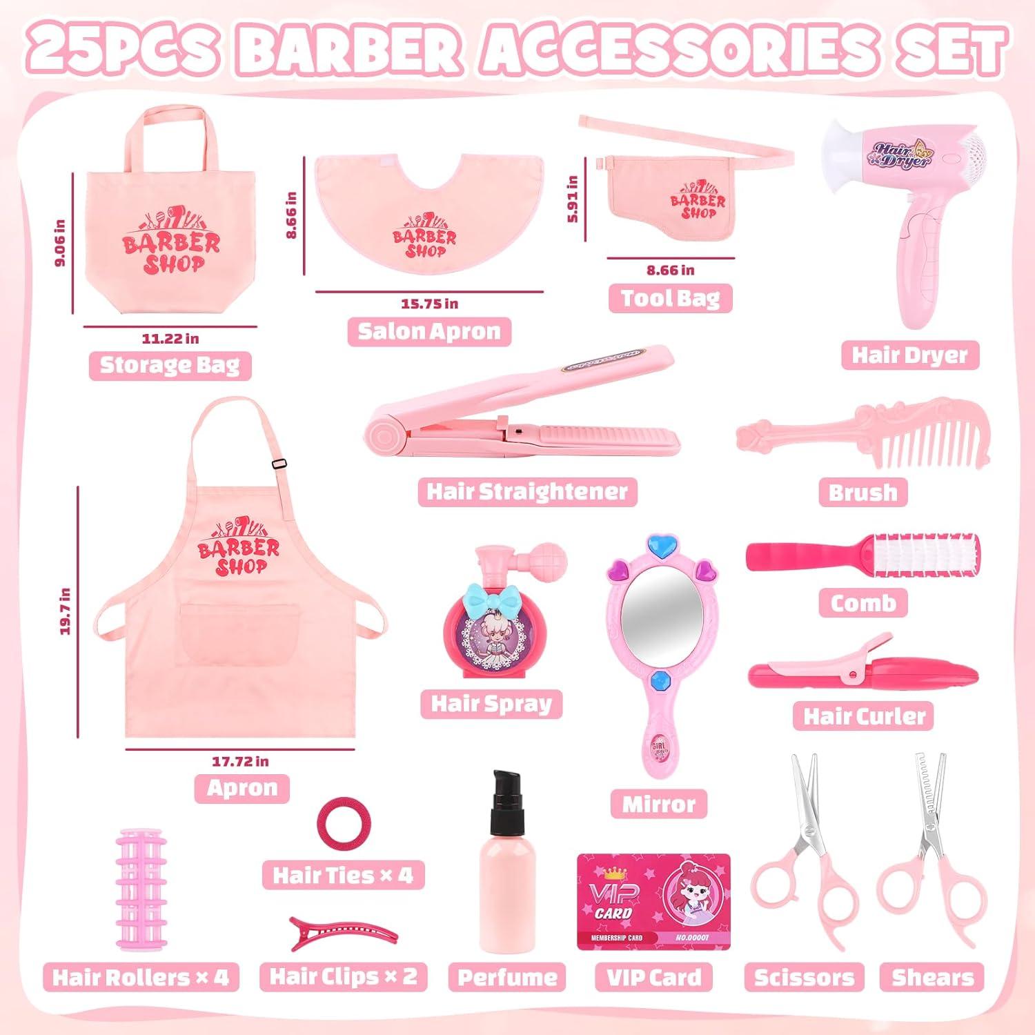 Set de Juguetes de Salón de Belleza Sanlebi 25 Piezas Rosa