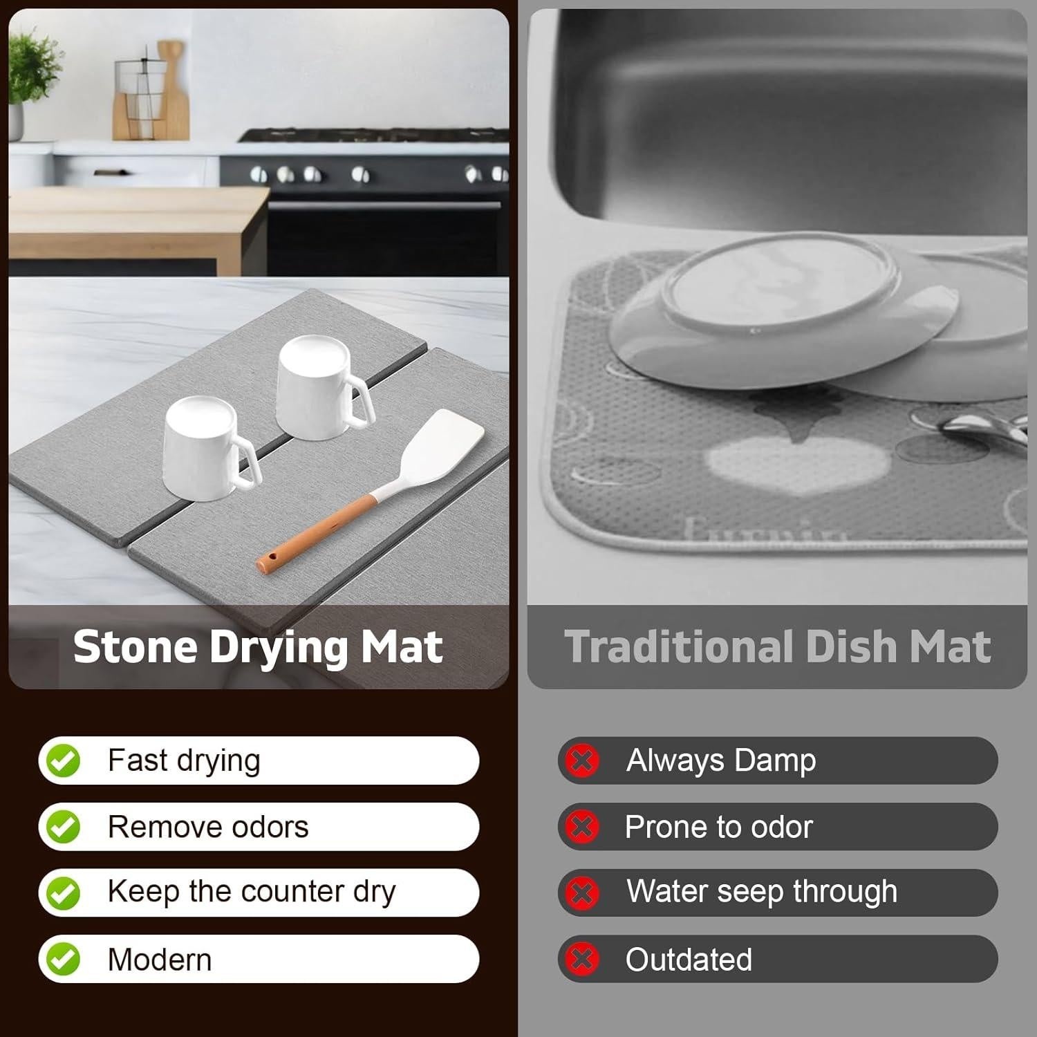 Alfombrilla de Secado de Platos LONSTA 61x41 cm Diatomácea