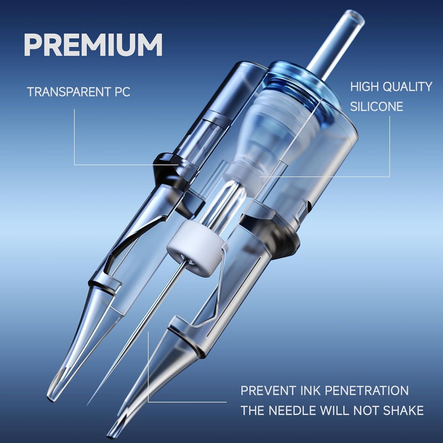 50 Agujas de Cartucho de Tatuaje KOOBA #10 Mixtas con Membrana