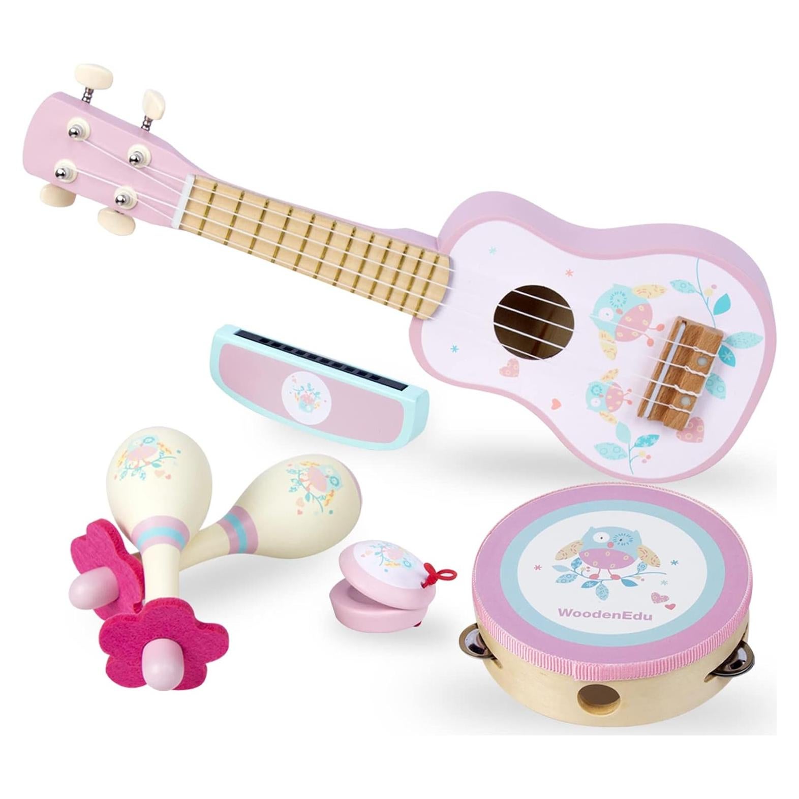 Conjunto Musical Infantil de Madera WoodenEdu - 6 Piezas Rosa