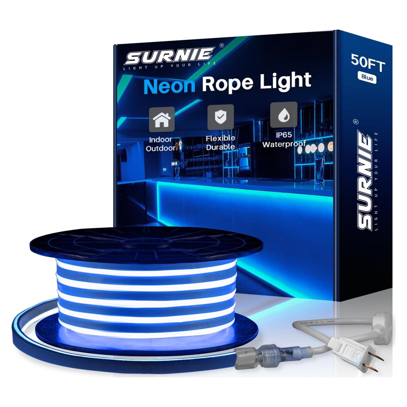 Luz de Neón LED SURNIE 15m Azul Impermeable para Interiores y Exteriores
