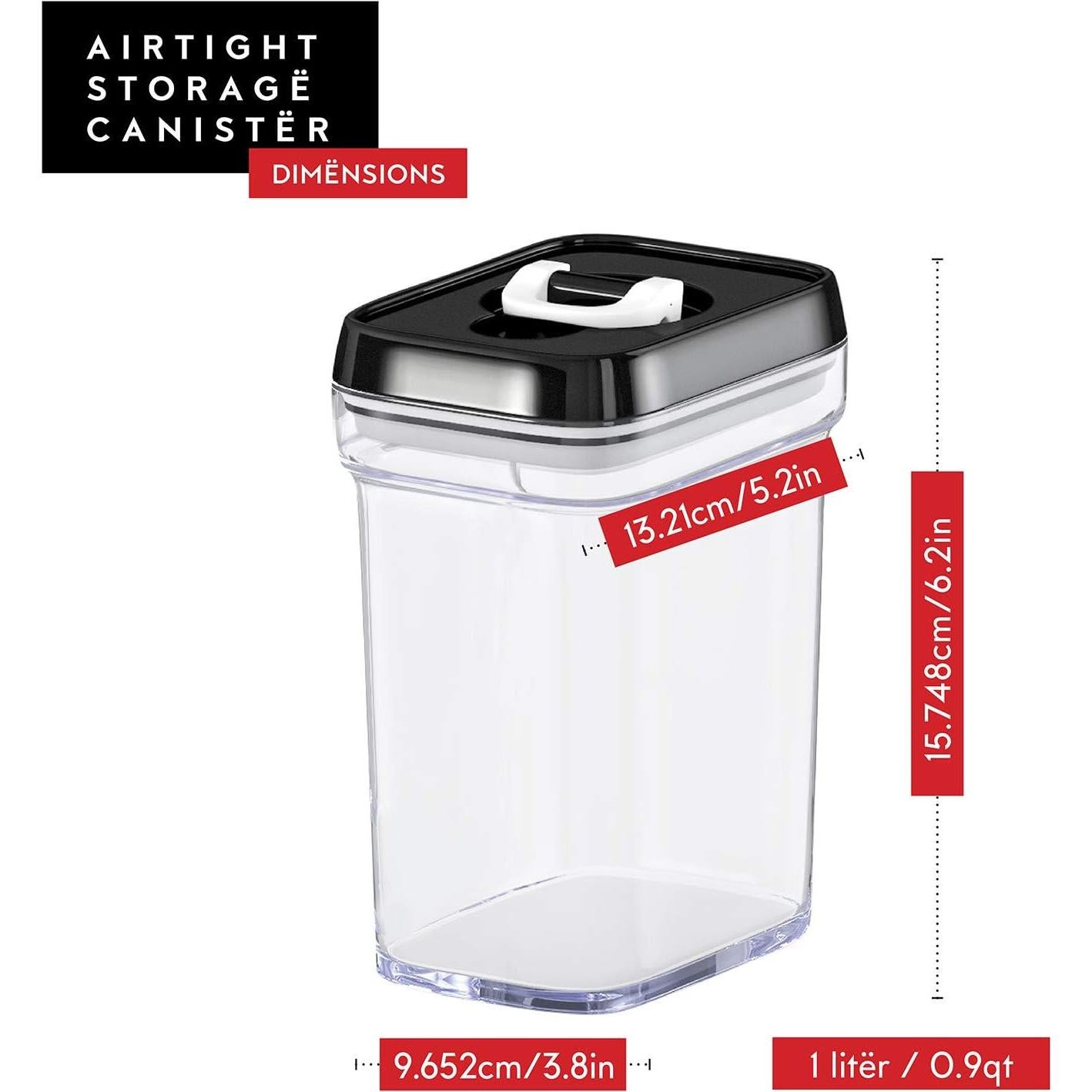 DWËLLZA KITCHEN Airtight Food Storage Containers with Lids – 6 Piece Set Air Tight Kitchen Storage Containers for Pantry Organization and Storage - Clear Plastic BPA-Free - Keeps Food Fresh & Dry