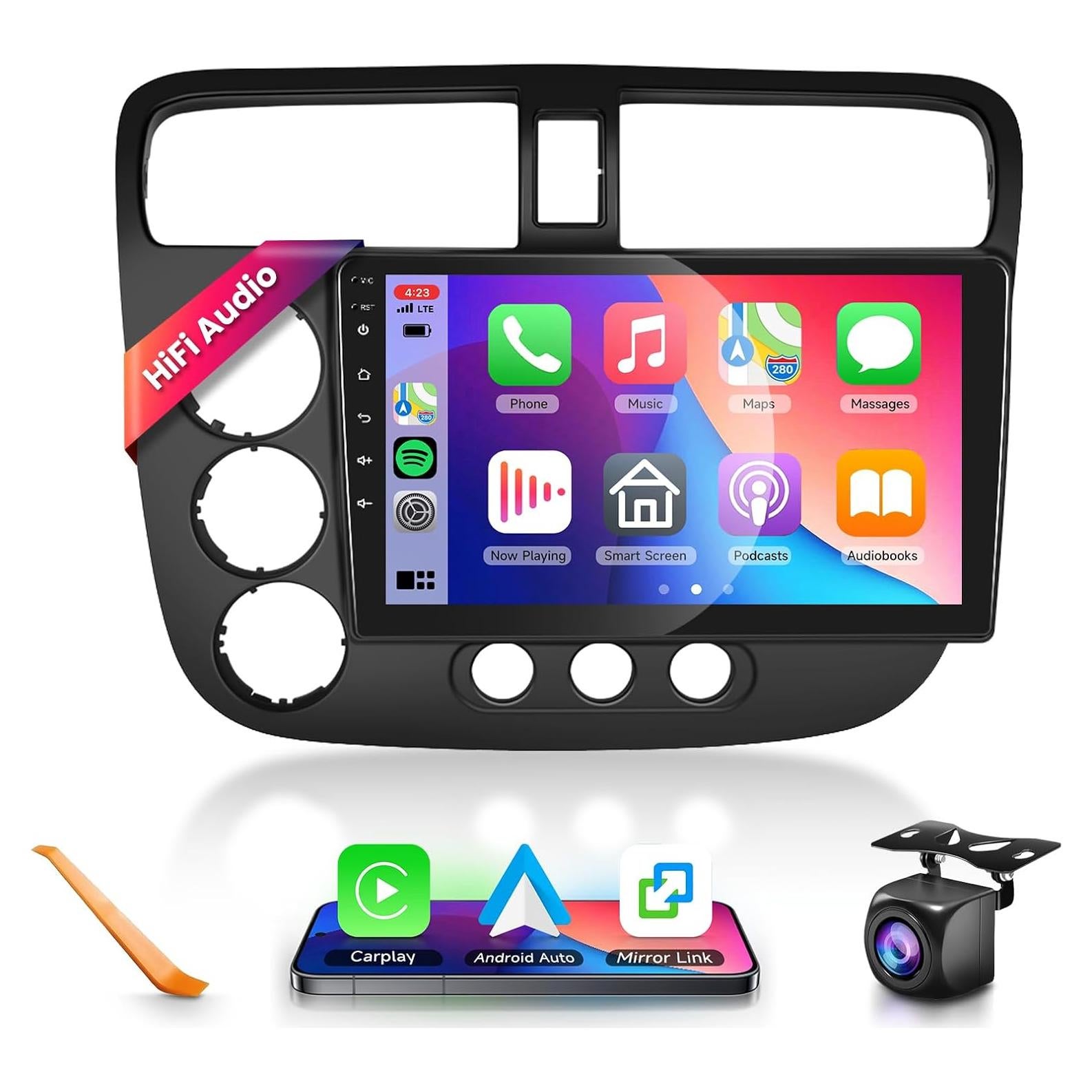 Estéreo de Coche Podofo para Honda Civic 2001-2005 9" HD