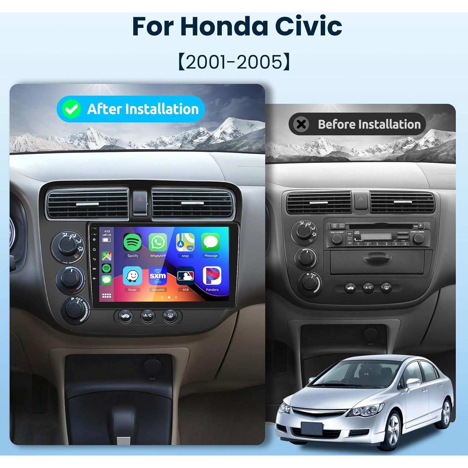 Estéreo de Coche Podofo para Honda Civic 2001-2005 9" HD