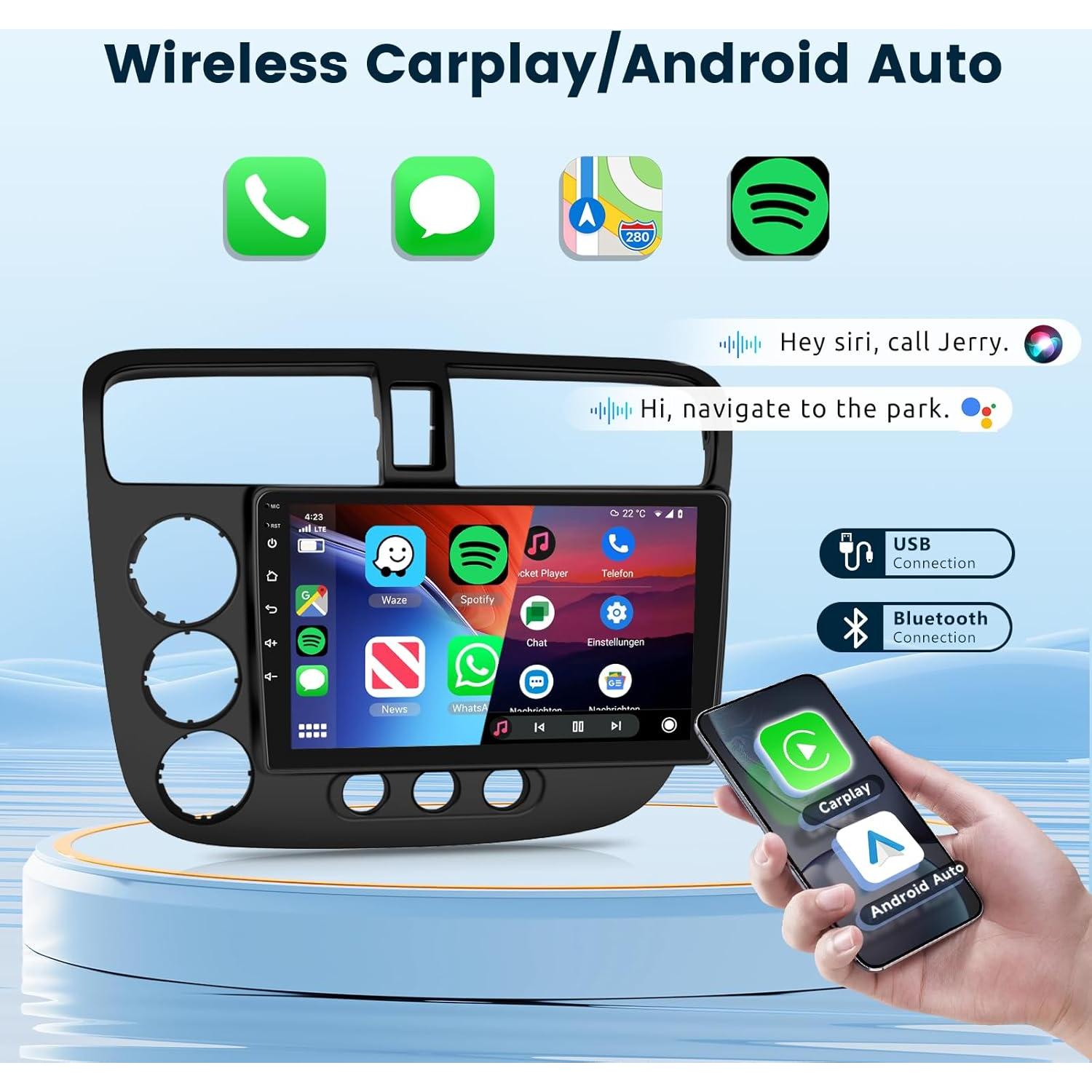 Estéreo de Coche Podofo para Honda Civic 2001-2005 9" HD