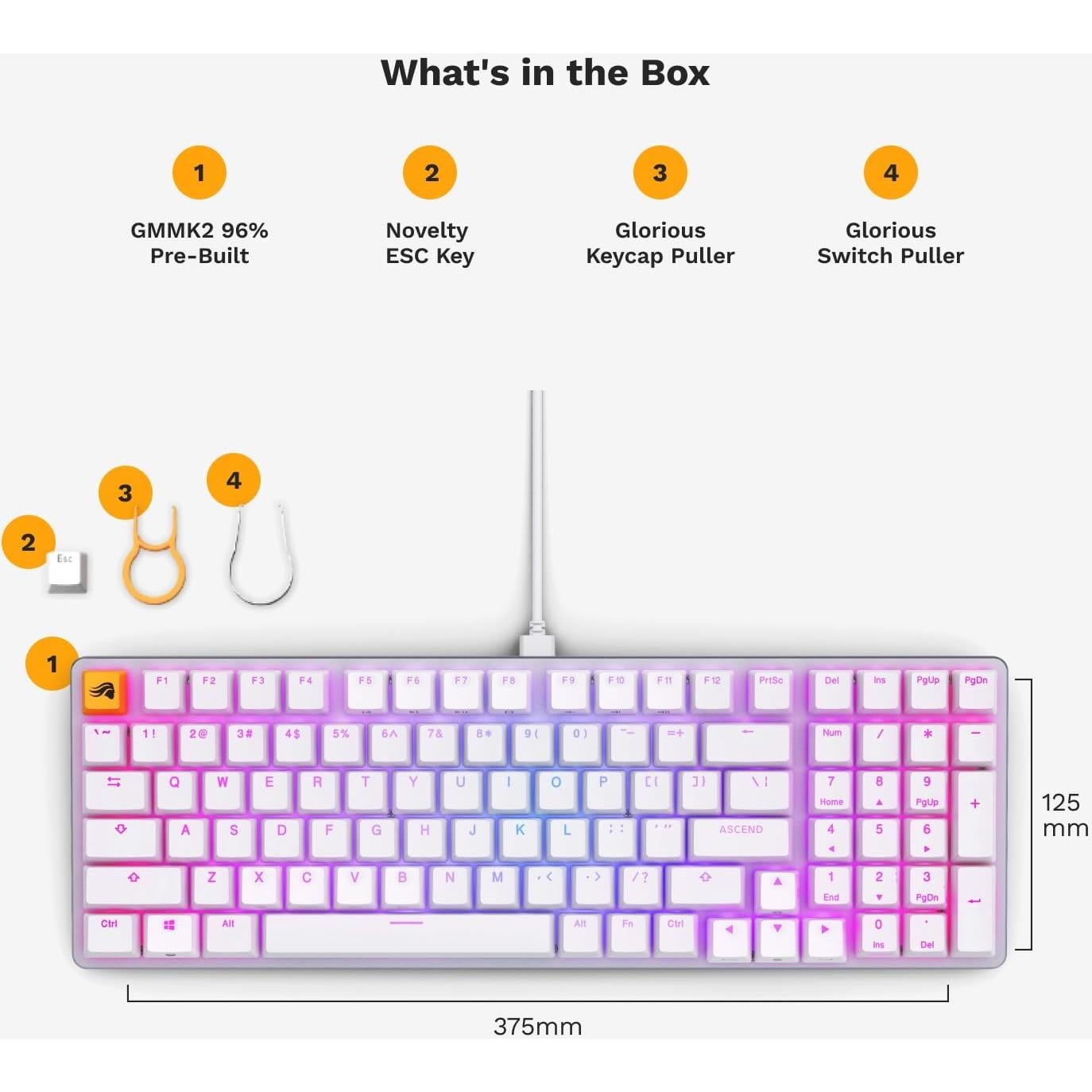 Teclado Mecánico Glorious GMMK 2 TKL Blanco RGB DIY