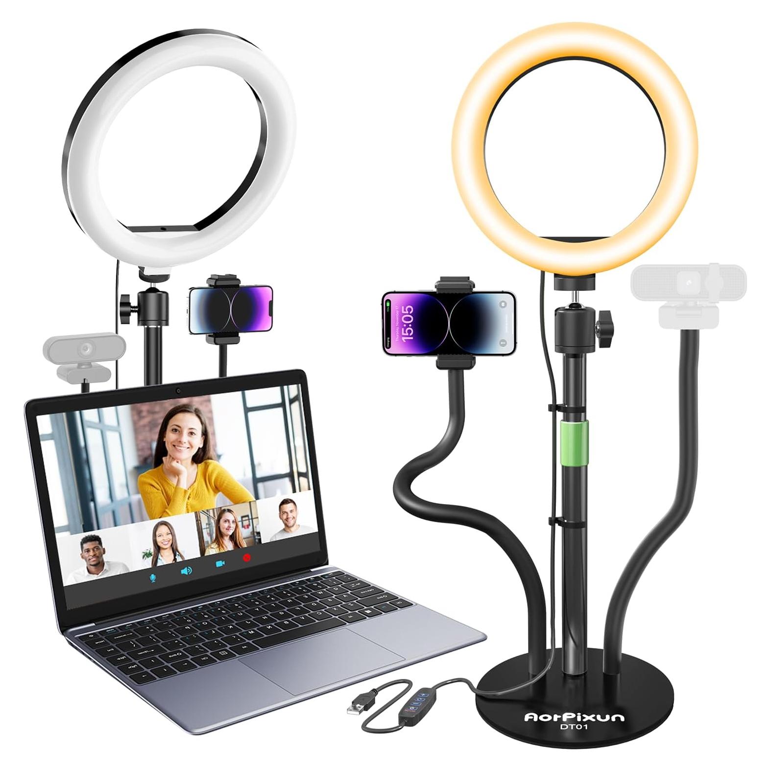 Luz de Anillo LED 10'' AorPixun con Soporte y Ajustable