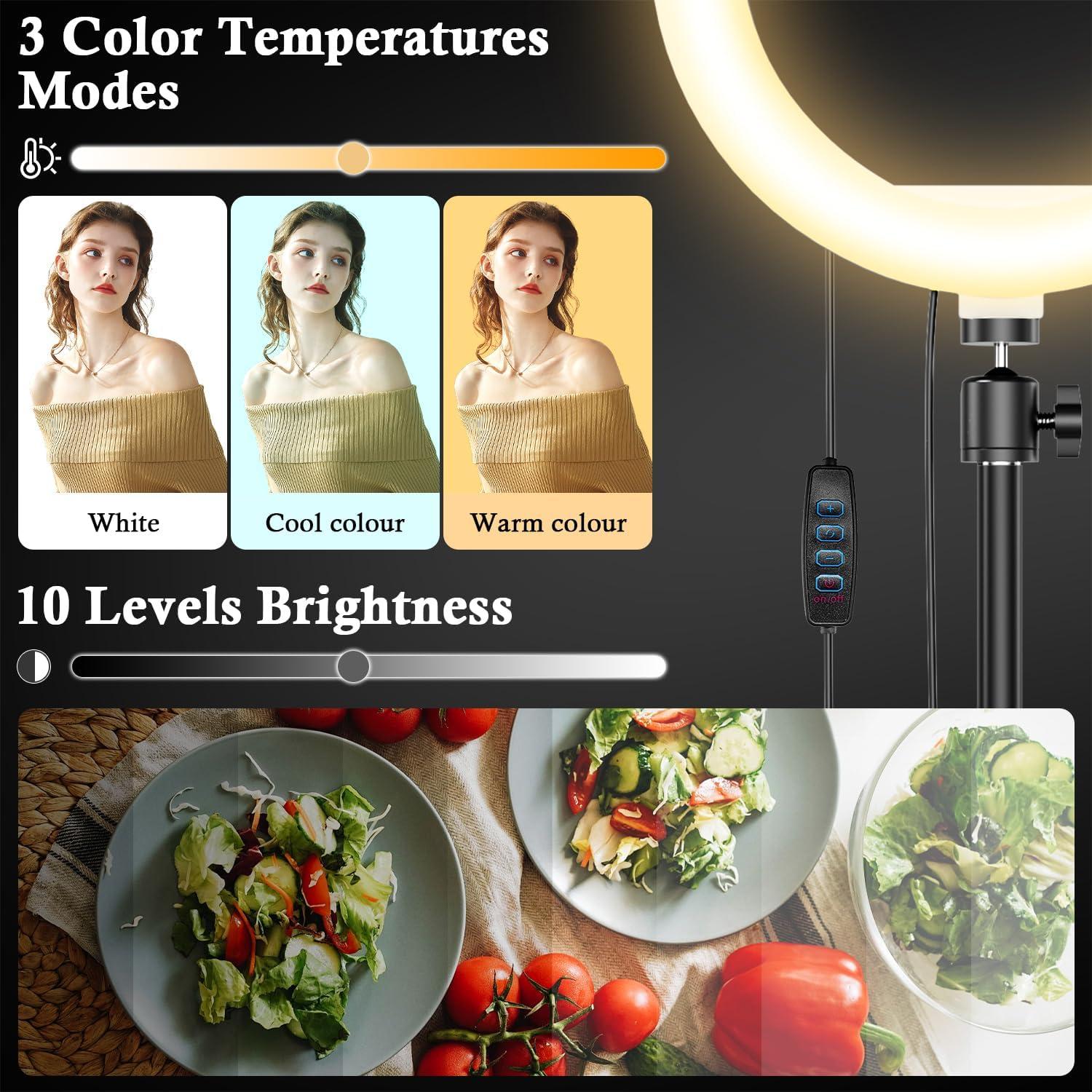 Luz de Anillo LED 10'' AorPixun con Soporte y Ajustable