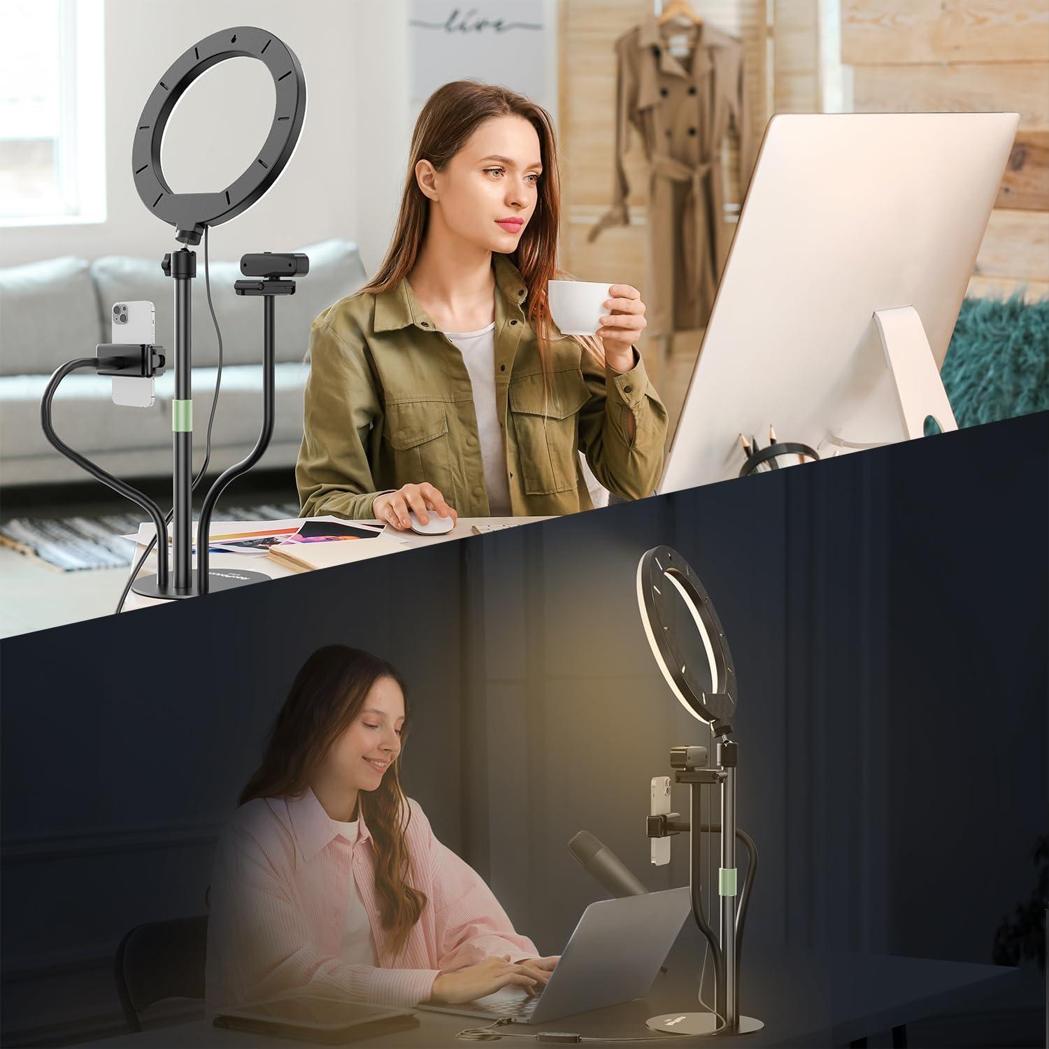 Luz de Anillo LED 10'' AorPixun con Soporte y Ajustable