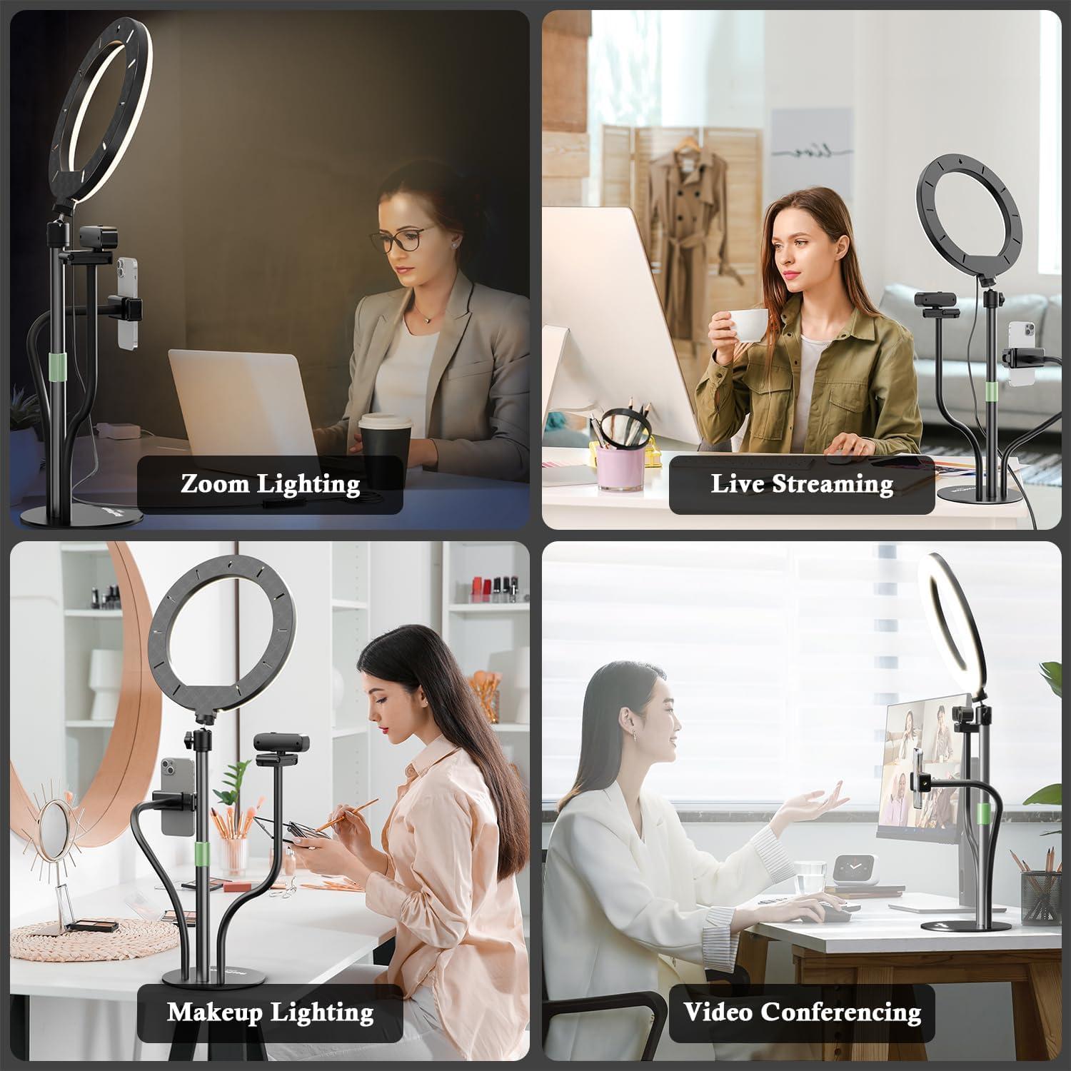 Luz de Anillo LED 10'' AorPixun con Soporte y Ajustable