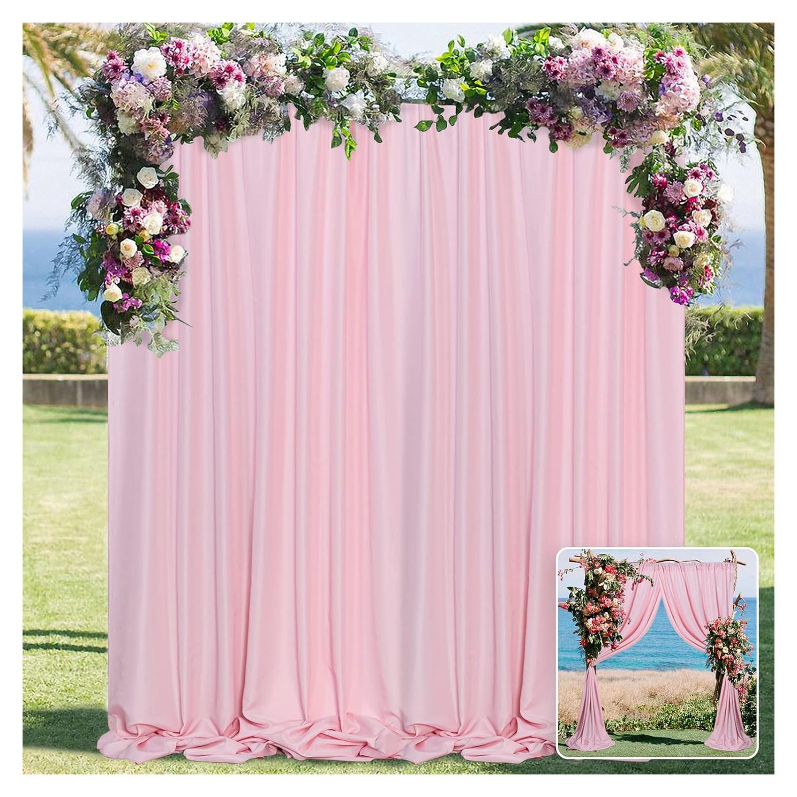 Pink Backdrop Curtain for Parties Rod Pocket Pink Curtains Photography Backdrop Drapes Privacy Fabric Decoration for Birthday Party Wedding Baby Shower Home Decor, 5ft x 7ft, 2 Panels