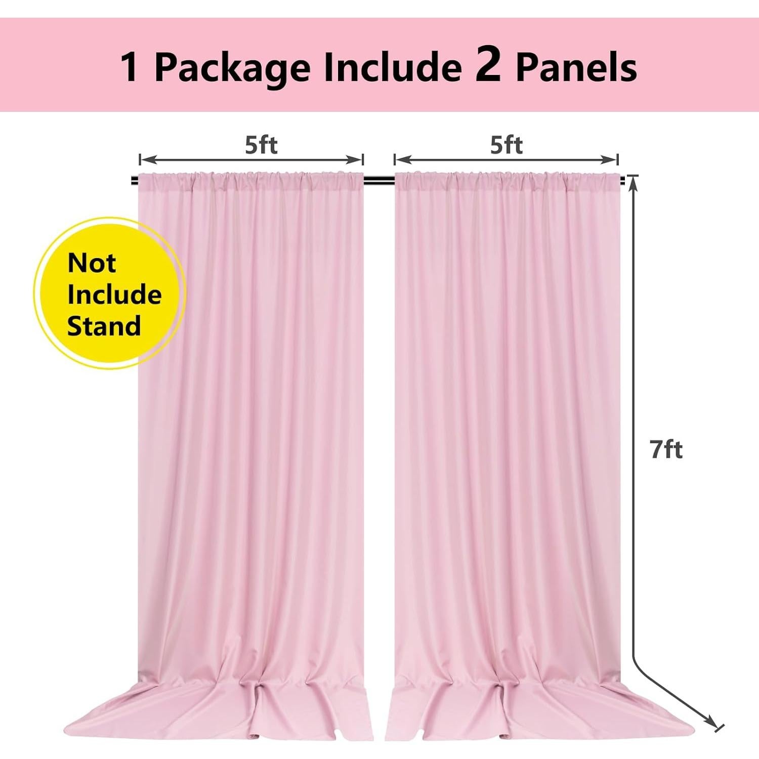 Pink Backdrop Curtain for Parties Rod Pocket Pink Curtains Photography Backdrop Drapes Privacy Fabric Decoration for Birthday Party Wedding Baby Shower Home Decor, 5ft x 7ft, 2 Panels