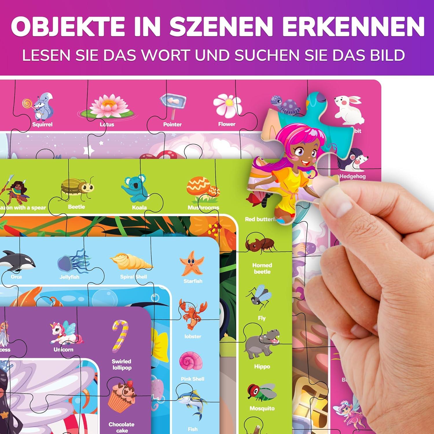 Puzzles de Princesa QUOKKA - 4 Puzzles de 60 Piezas para Niños 3-6 Años