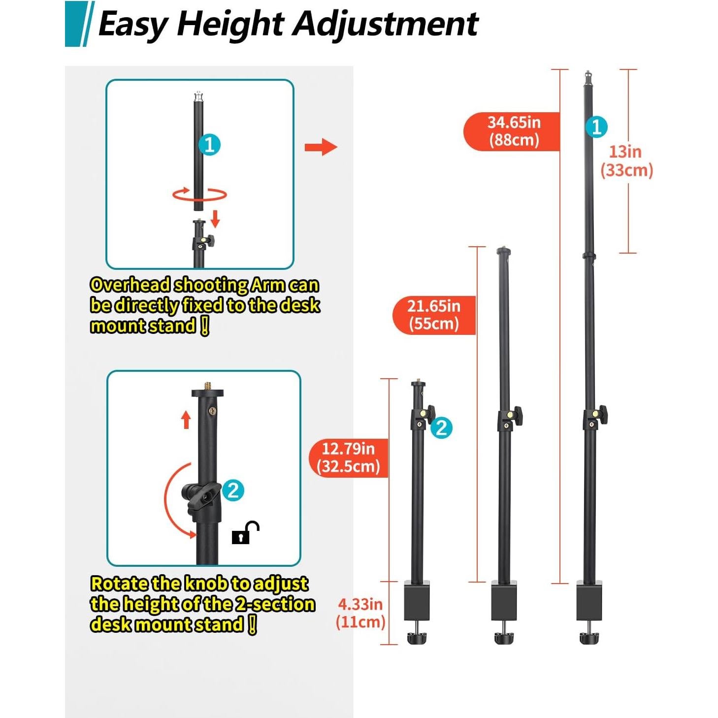Soporte de Montaje de Cámara JEBUTU para Escritorio 33cm