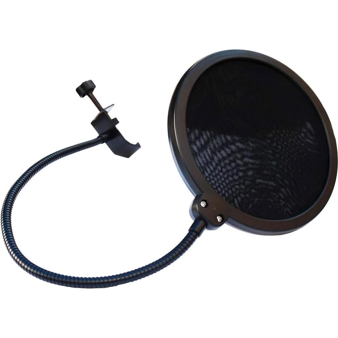 AxcessAbles 6 Inch Dual Layer Studio Microphone Pop Filter for Isolation Shield, Pop Blocker with 14 Inch Gooseneck for Blue Yeti Mic, AT2020, Recording Studios. Mic Pop Guard