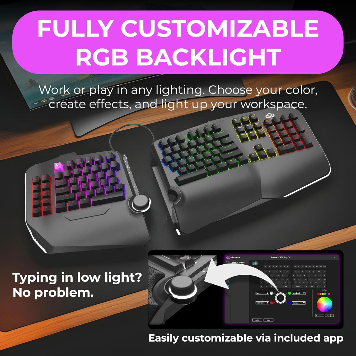 Teclado Mecánico Ergonómico Cloud Nine C989M - RGB - 2.78kg