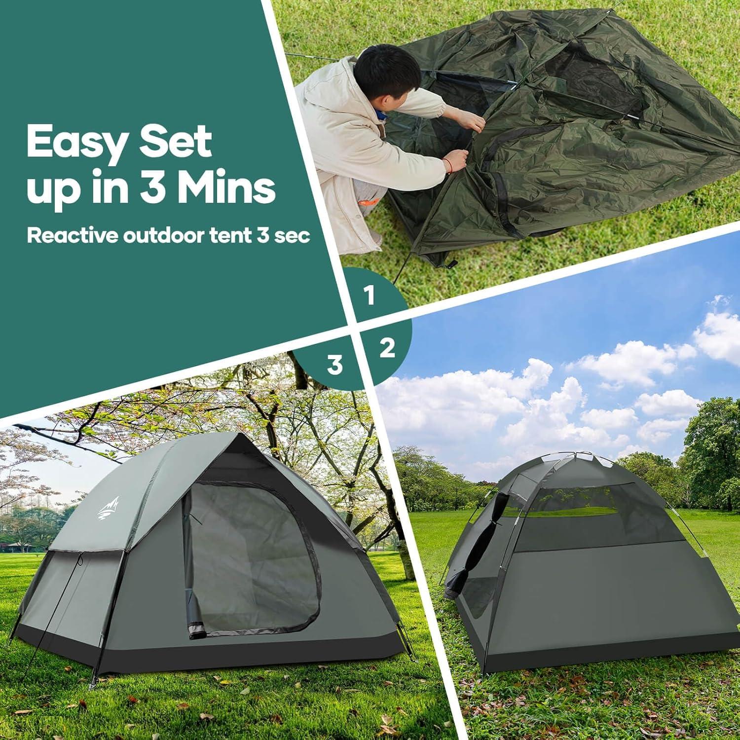Carpa de Camping Kejector para 2-3 Personas, Impermeable y UV