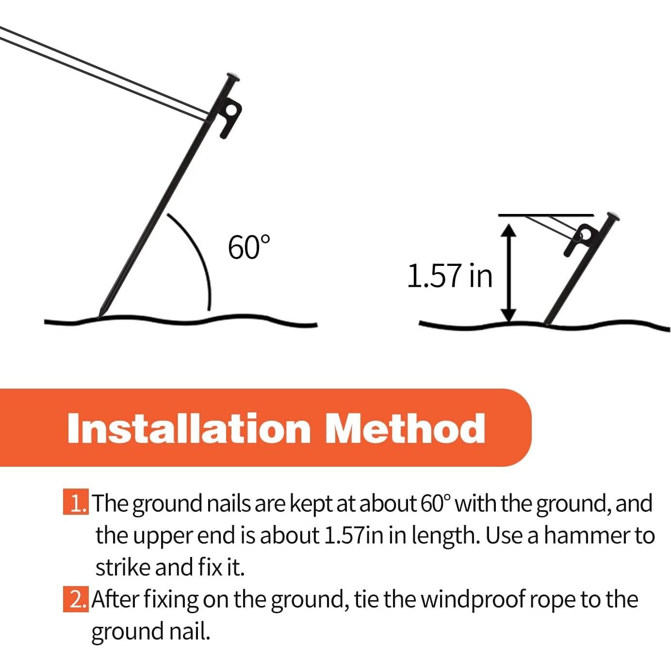 Tent Stakes and Hammer Set, 8 Pack 8in Heavy Duty Forged Steel Tent Stakes + 12in Heavy Duty Camping Hammer + Storage Pouch, Available in Rocky Place(8 Pack 8in Stakes + Hammer)