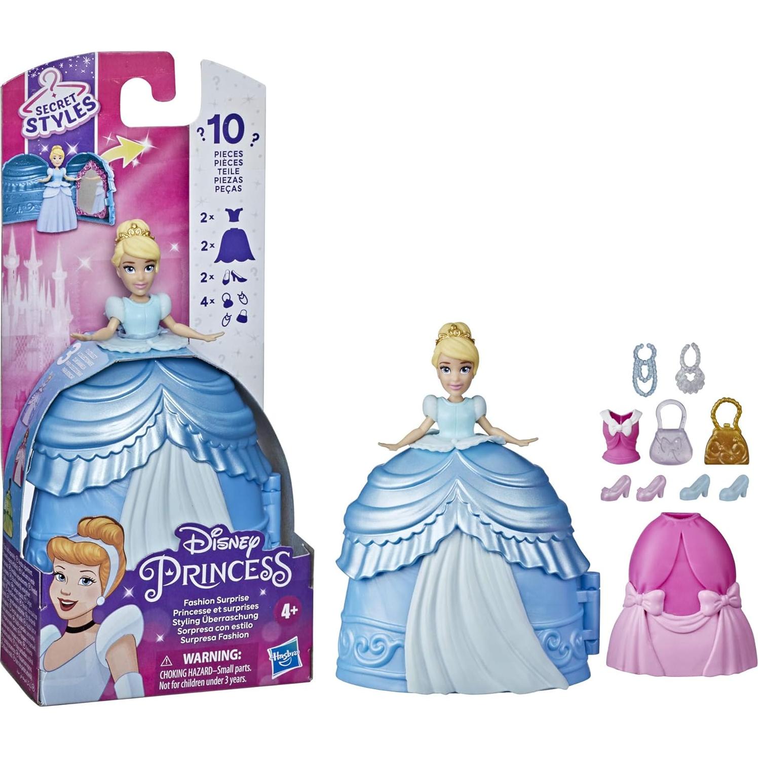 Secret Styles Fashion Surprise Cinderella, Mini Doll Playset with Extra Clothes and Accessories, Toy for Girls 4 and Up