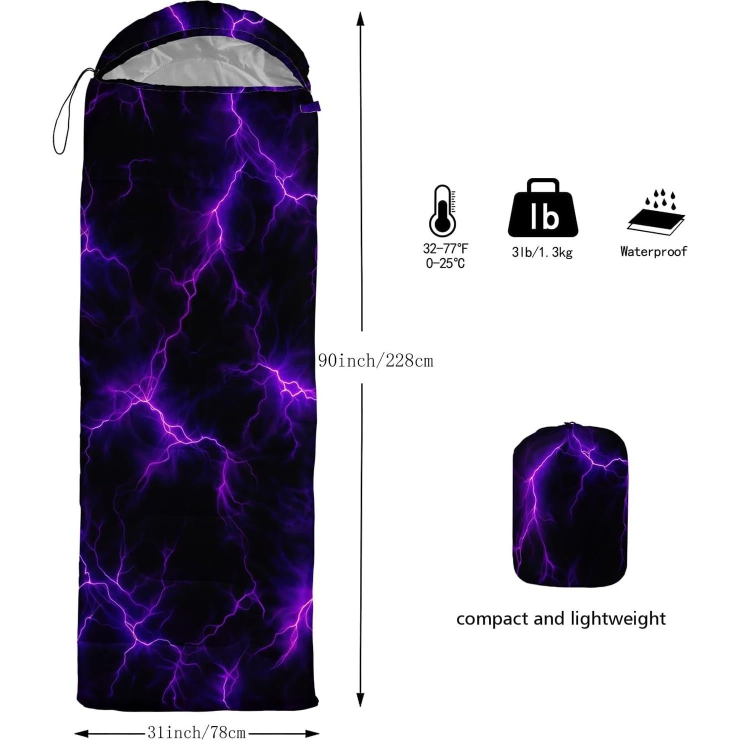 Saco de dormir QOOMO 3 temporadas liviano impermeable 228.6x78.7cm