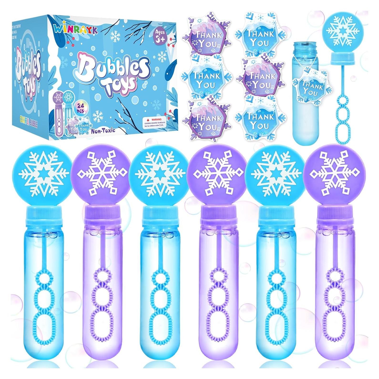 Varitas de Burbuja Congeladas Winrayk - 24 Unidades, Diseño Copo de Nieve