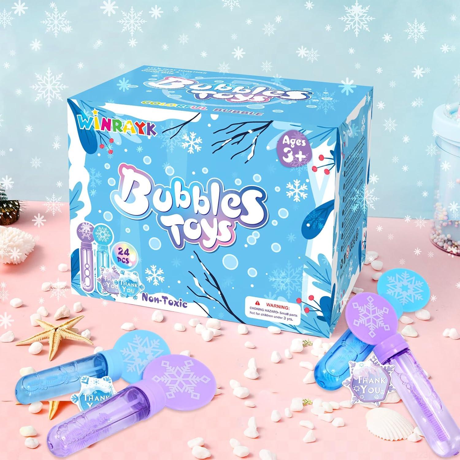 Varitas de Burbuja Congeladas Winrayk - 24 Unidades, Diseño Copo de Nieve