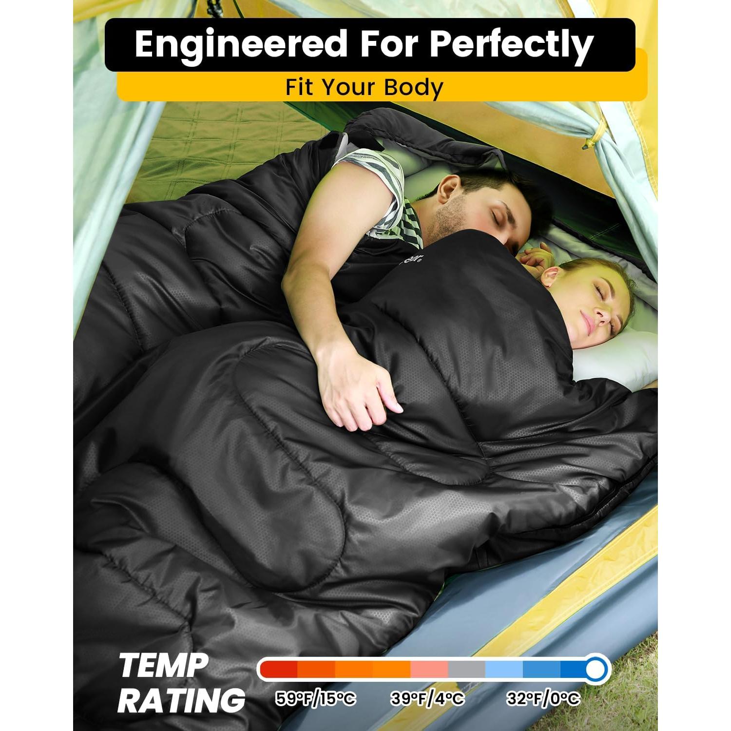 Saco de dormir doble Sportneer para 2 personas, 3 estaciones