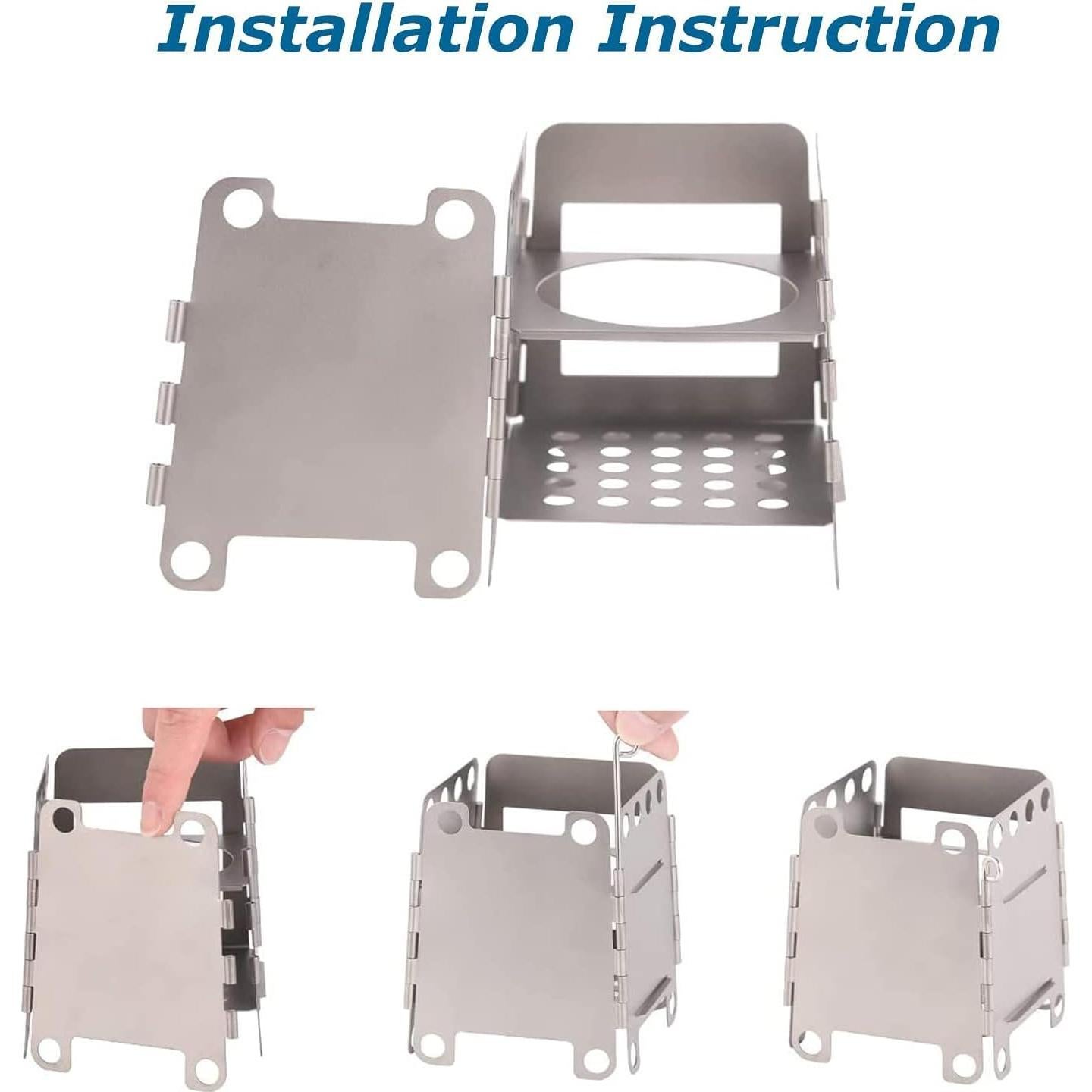 Titanium Wood Burning Stove, Foldable Camping Backpacking Stove, Portable Wood Stove Alcohol Stove for Outdoor Camping Picnic BBQ