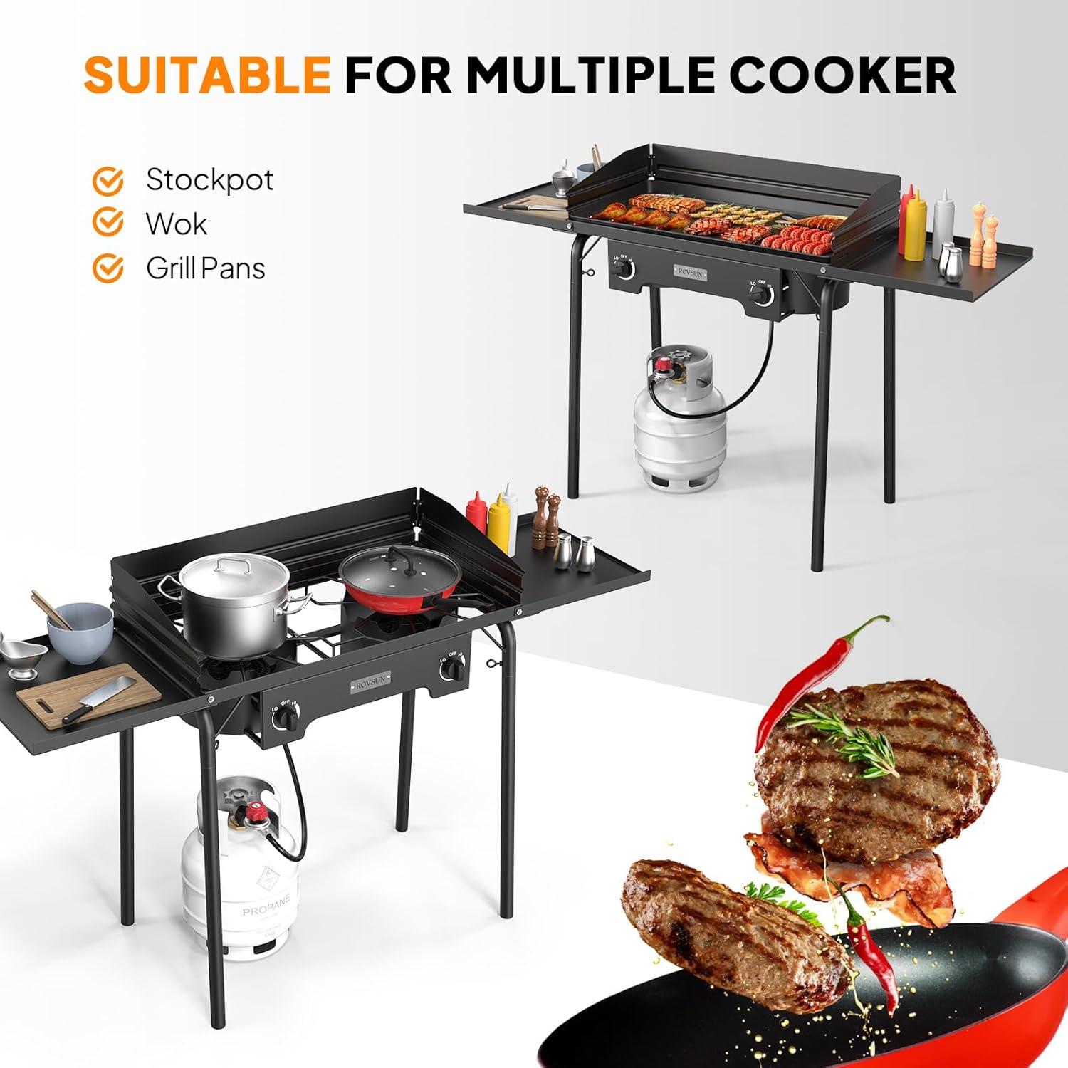 Estufa de Gas Propano ROVSUN 2 Quemadores 150,000 BTU