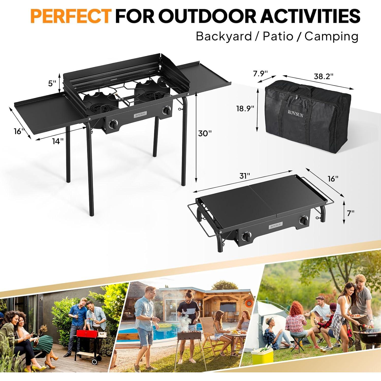 Estufa de Gas Propano ROVSUN 2 Quemadores 150,000 BTU