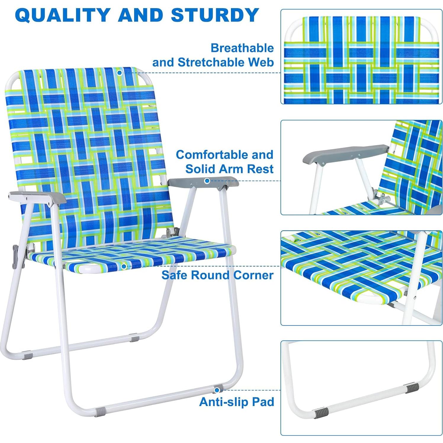 Silla Plegable de Patio VINGLI Azul Grande para Camping