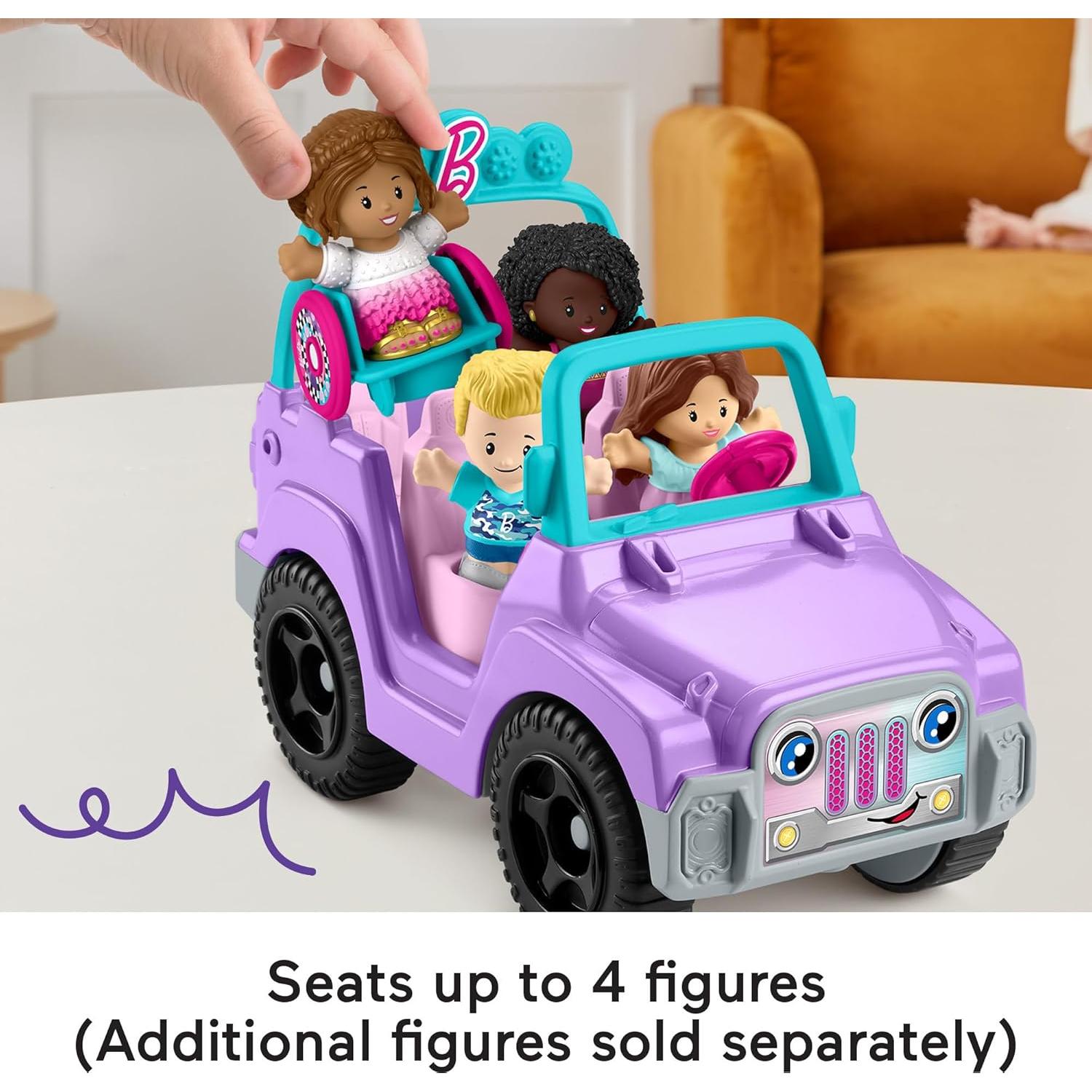 Fisher-Price Little People Barbie Toddler Toy Car Beach Cruiser with Music Sounds and 2 Figures for Pretend Play Kids Ages 18+ Months​