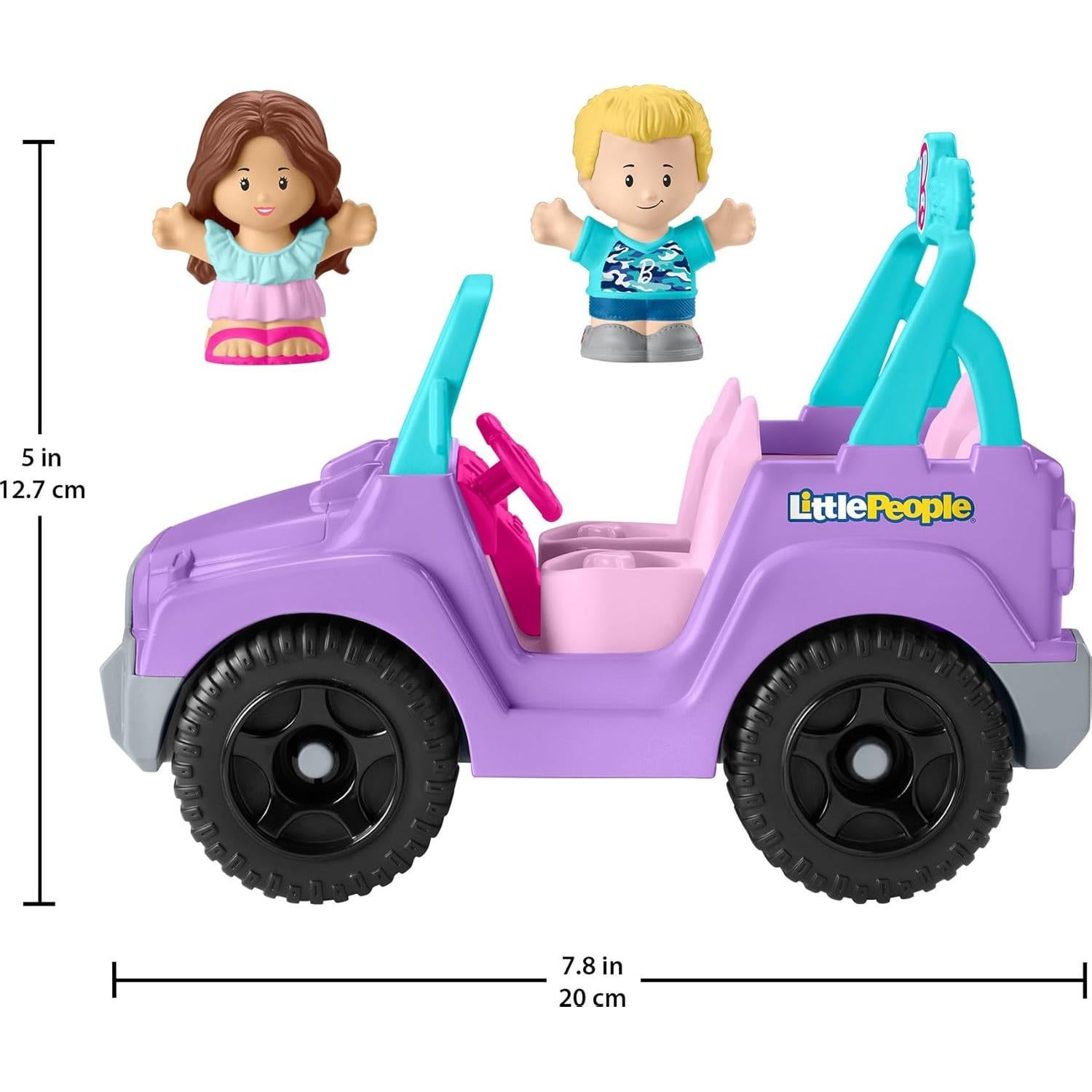 Fisher-Price Little People Barbie Toddler Toy Car Beach Cruiser with Music Sounds and 2 Figures for Pretend Play Kids Ages 18+ Months​