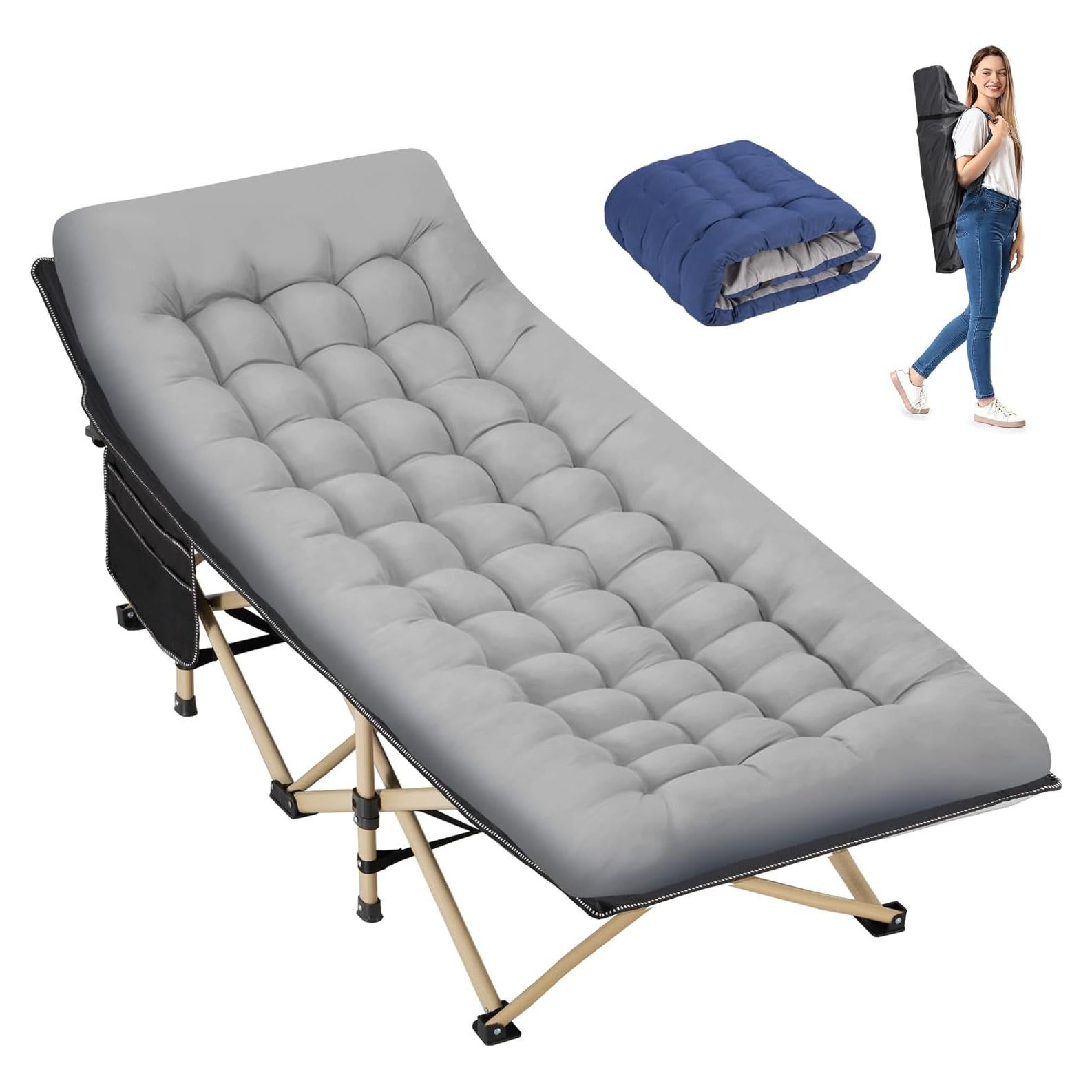 Cama Plegable para Camping Candockway 272KG Negra con Colchón