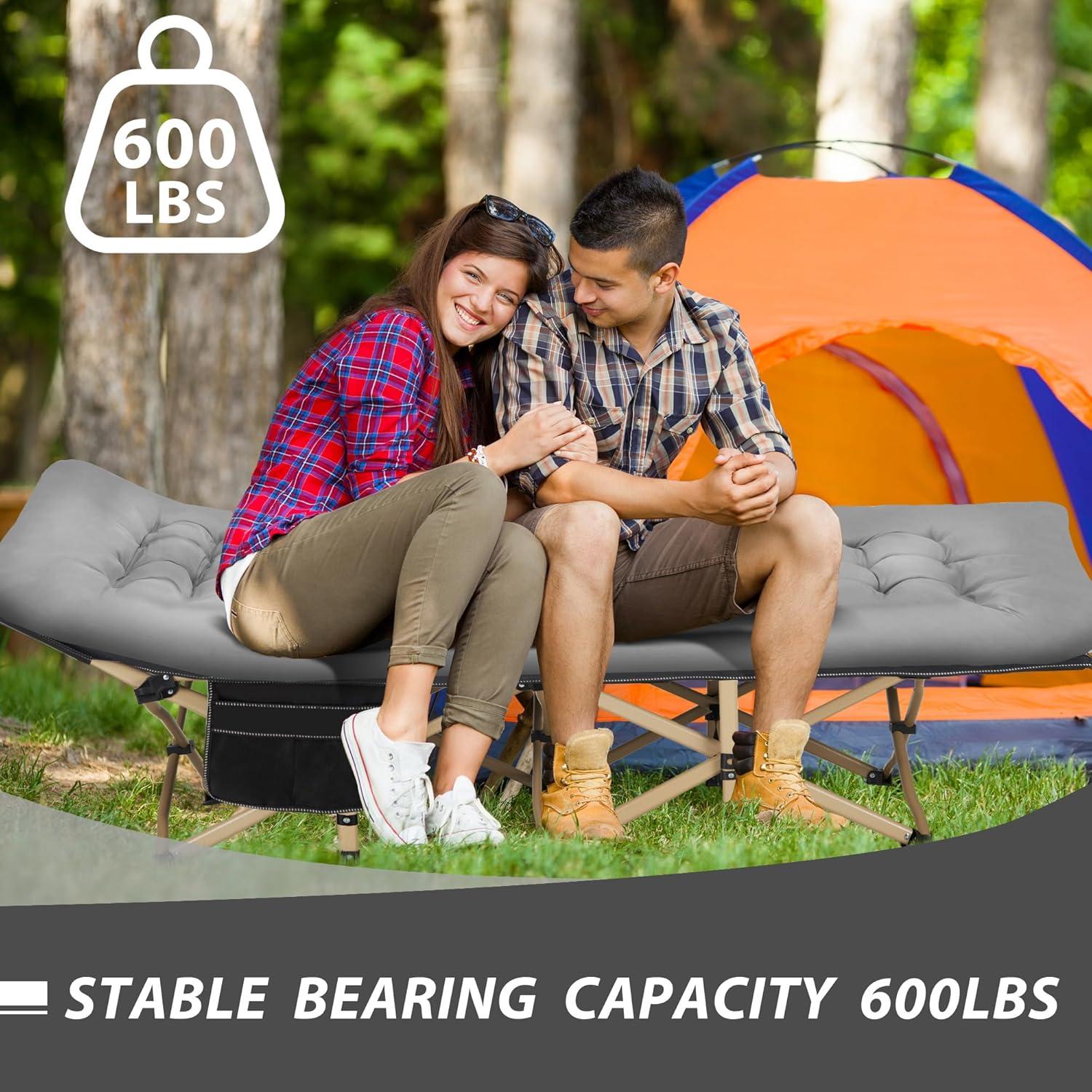 Cama Plegable para Camping Candockway 272KG Negra con Colchón