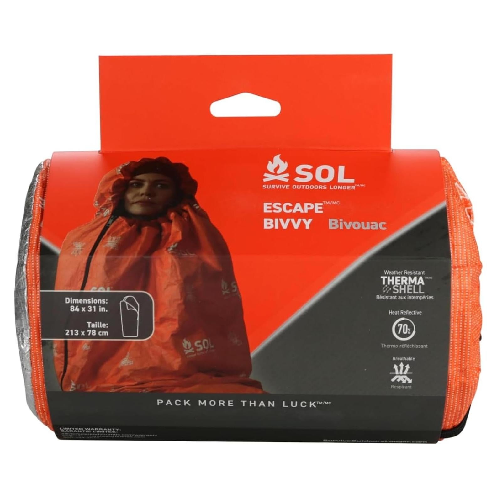 Bivvy de Supervivencia S.O.L. Naranja 226g Resistente al Agua