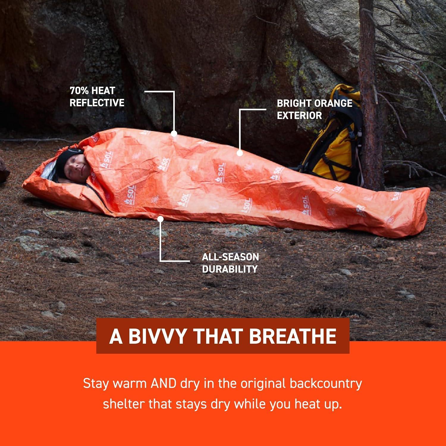 Bivvy de Supervivencia S.O.L. Naranja 226g Resistente al Agua