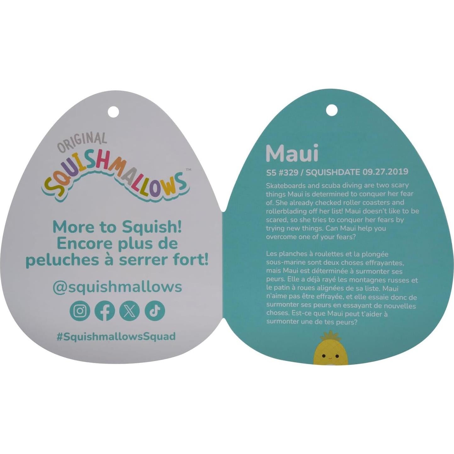 Squishmallows Maui Piña Amarilla 12.7 cm Peluche Oficial