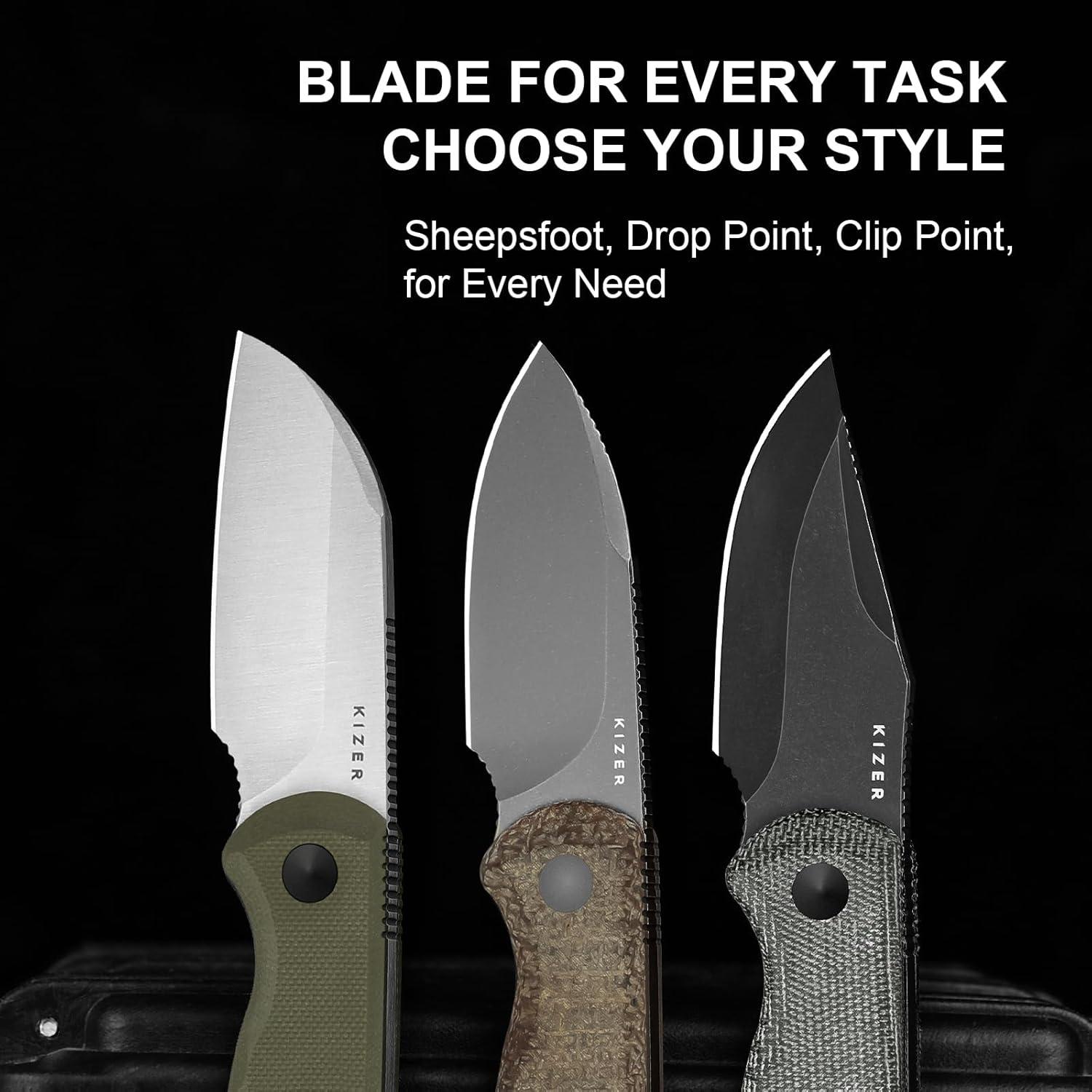 Cuchillo Fijo Kizer Drop Bear 6.53 cm Acero 14C28N con Funda